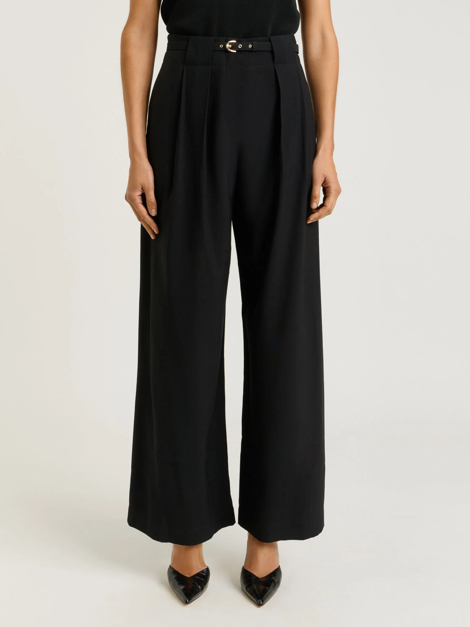 DRAPEY VISCOSE TWILL PLEAT TUCK PANT - Image 2