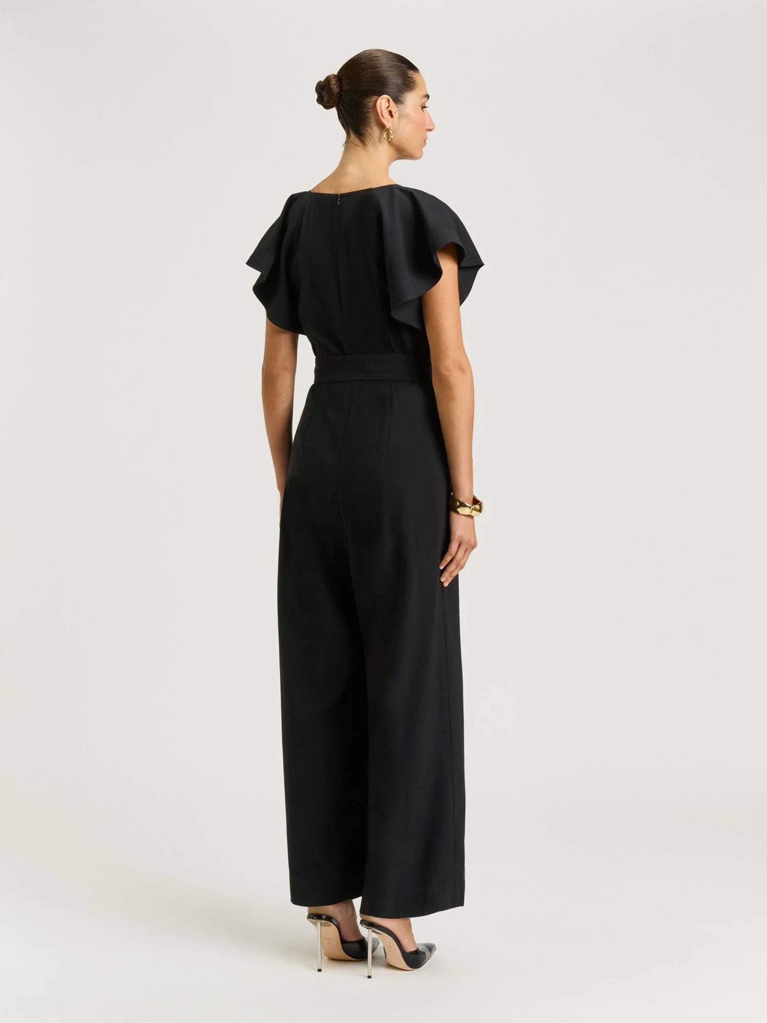 DRAPEY VISCOSE TWILL V NECK JUMPSUIT - Image 11