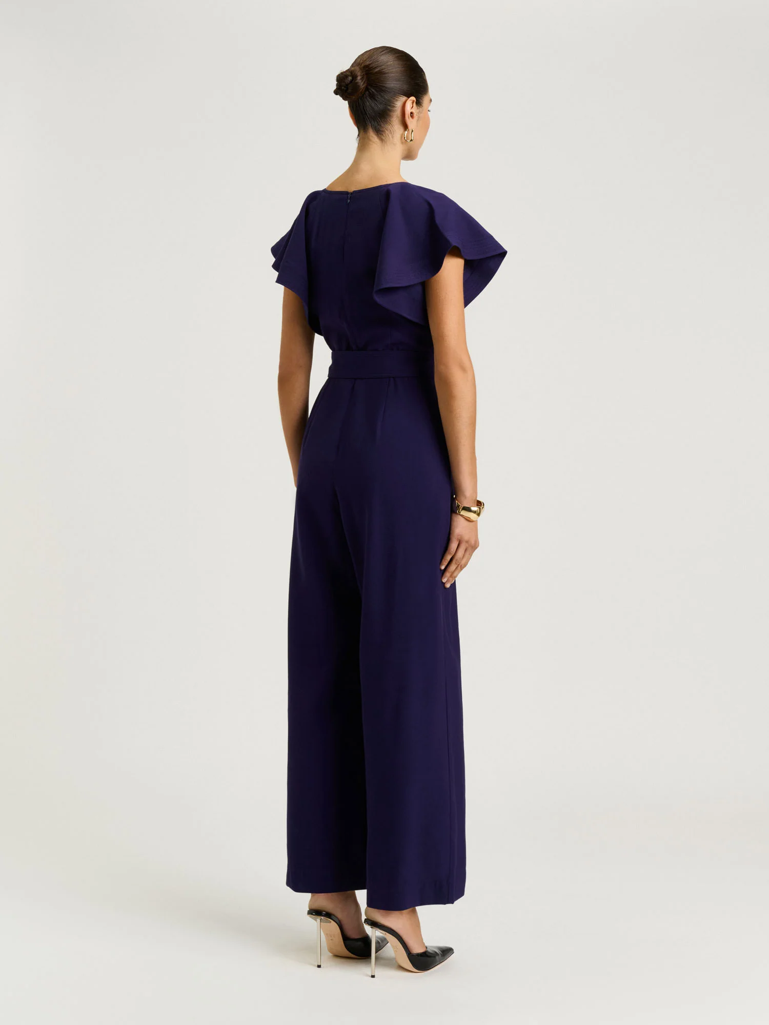 DRAPEY VISCOSE TWILL V NECK JUMPSUIT - Image 6