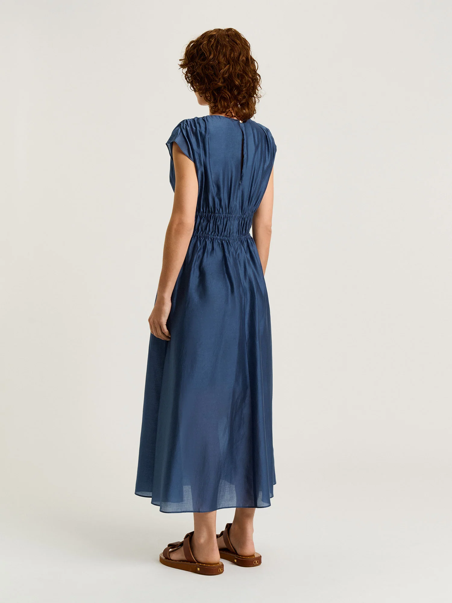 DRAWSTRING WAIST MIDI DRESS - Image 4