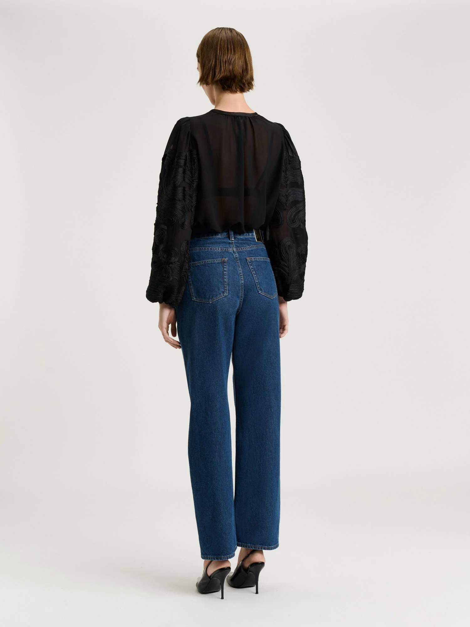 EMBELLISHED GEORGETTE BLOUSON SLEEVE TOP - Image 4