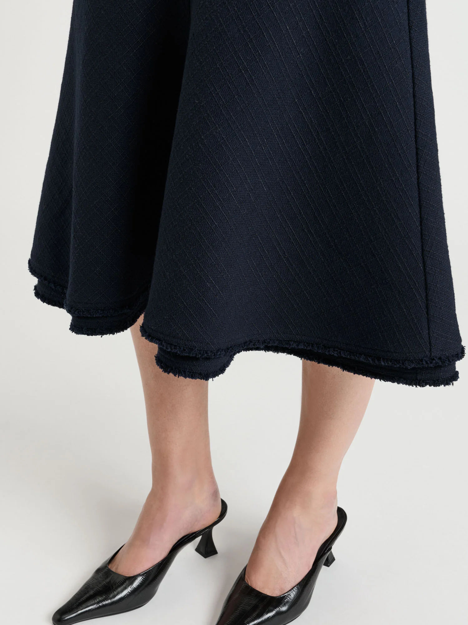 EUROPEAN CHECK TWEED MIDI SKIRT - Image 3
