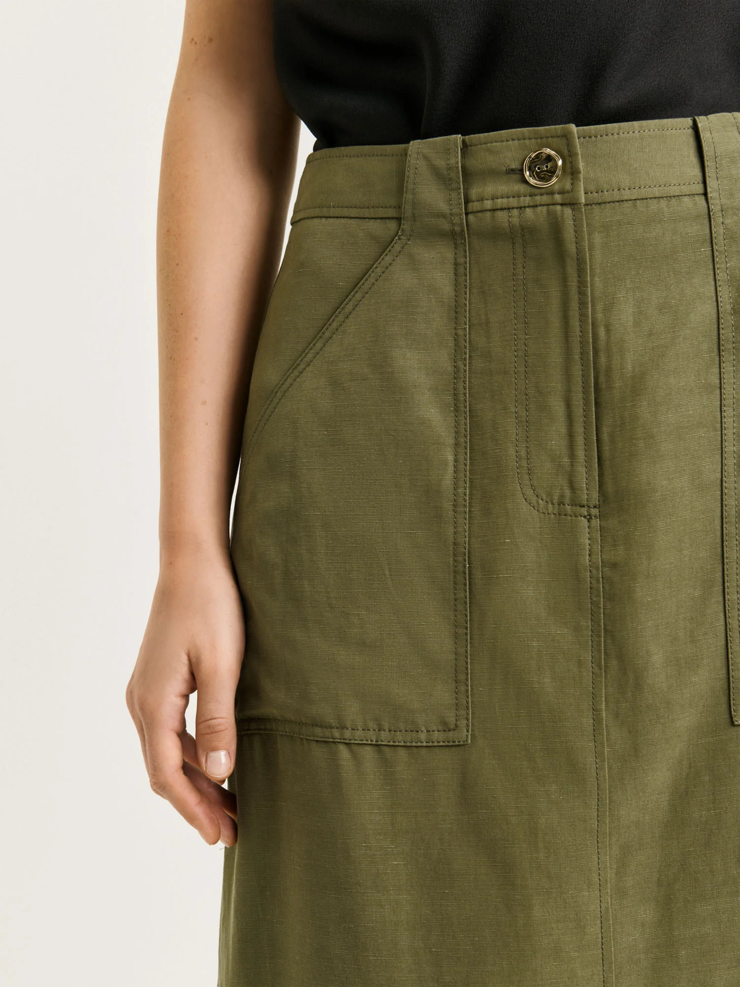 EUROPEAN LYOCELL LINEN CARGO SKIRT - Image 4