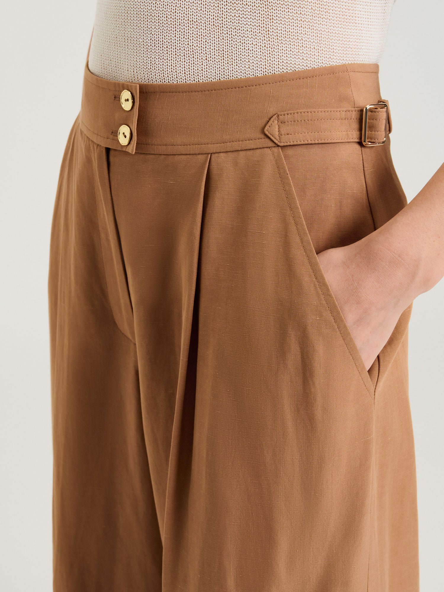 EUROPEAN LYOCELL LINEN CROPPED WIDE PANT - Image 3