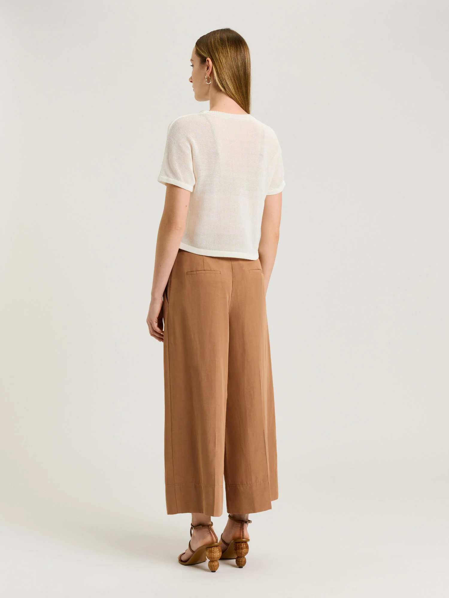 EUROPEAN LYOCELL LINEN CROPPED WIDE PANT - Image 4