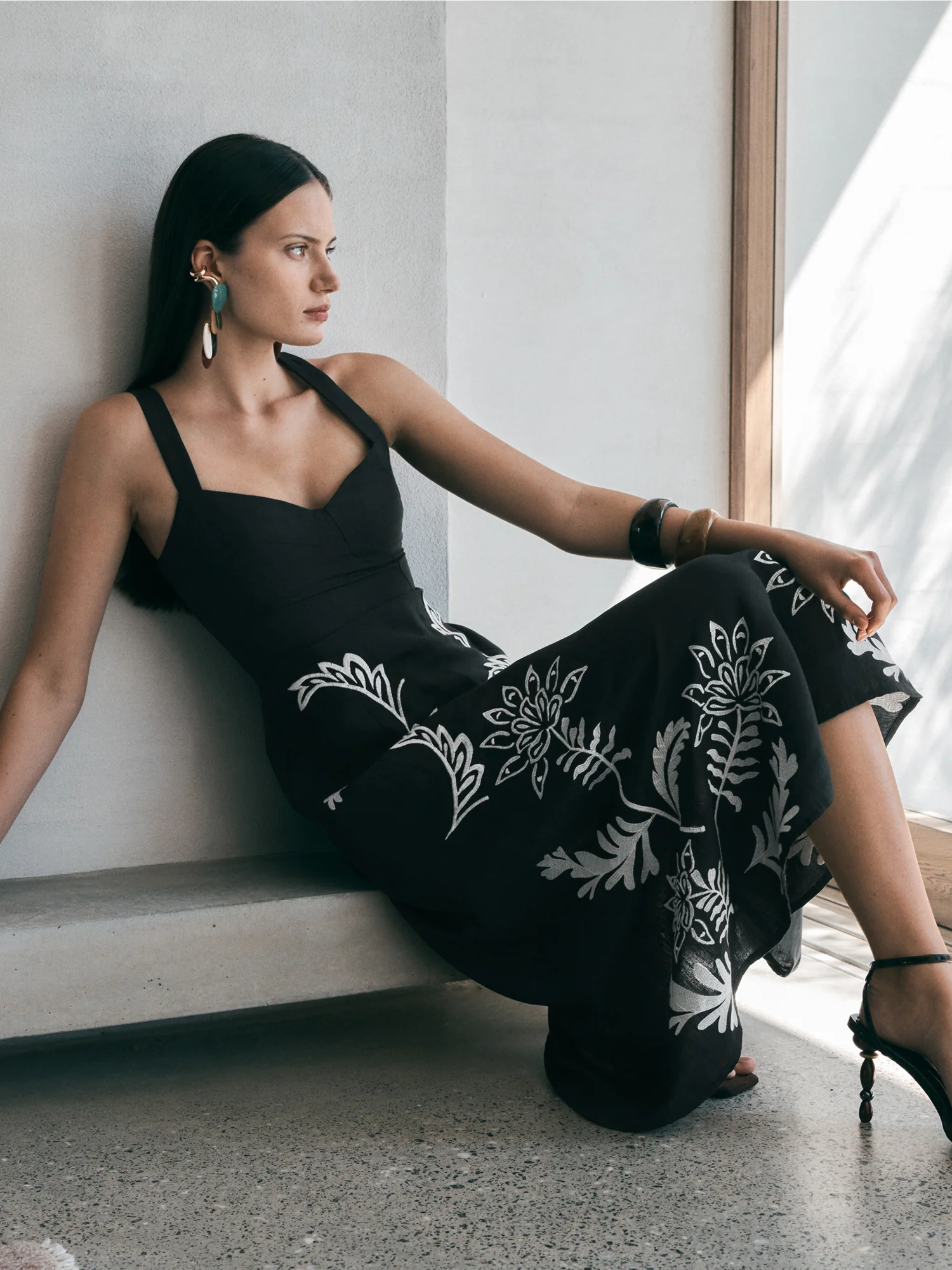 FILIGREE FOLIAGE EMBROIDERED MIDI DRESS - Image 8