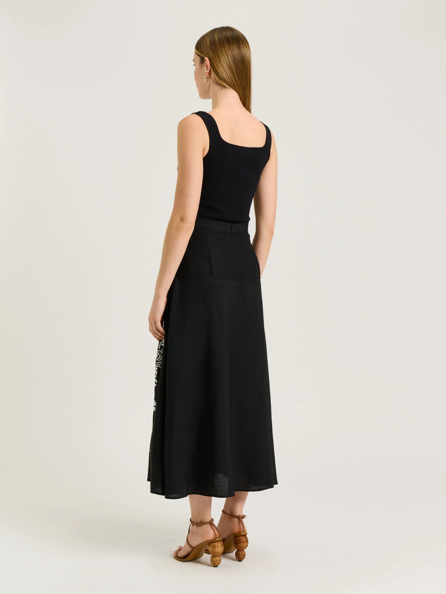 FILIGREE FOLIAGE EMBROIDERED MIDI SKIRT - Image 4