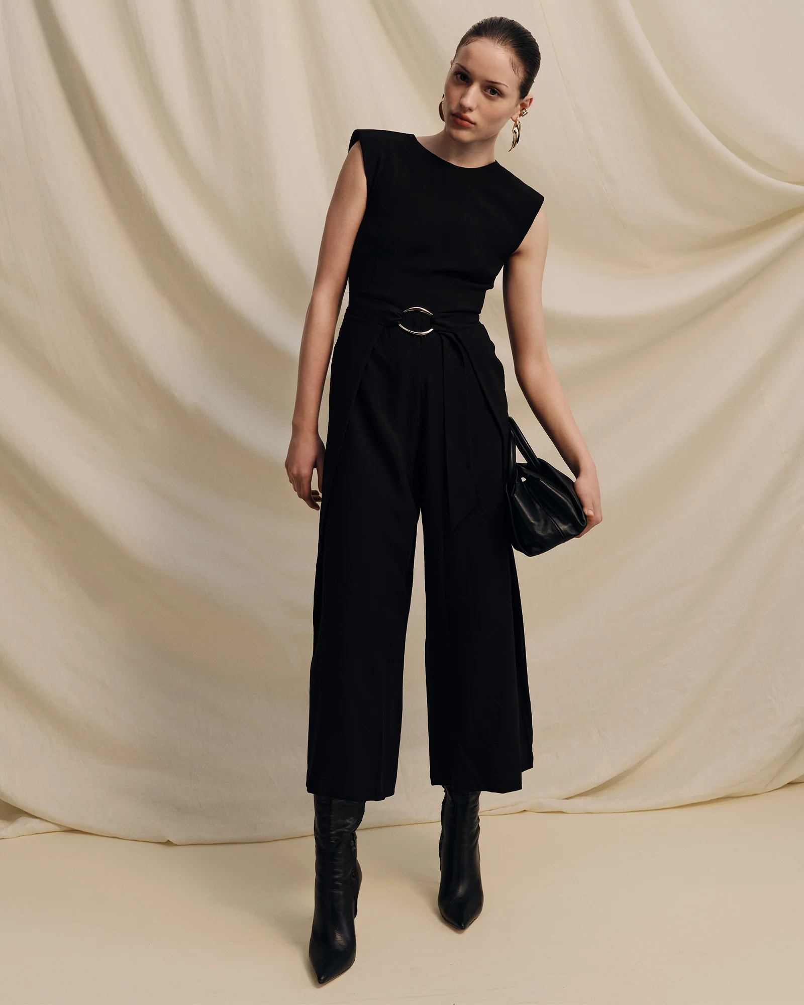 FLUID TWILL FOLDED SIDE JUMPSUIT - Image 6