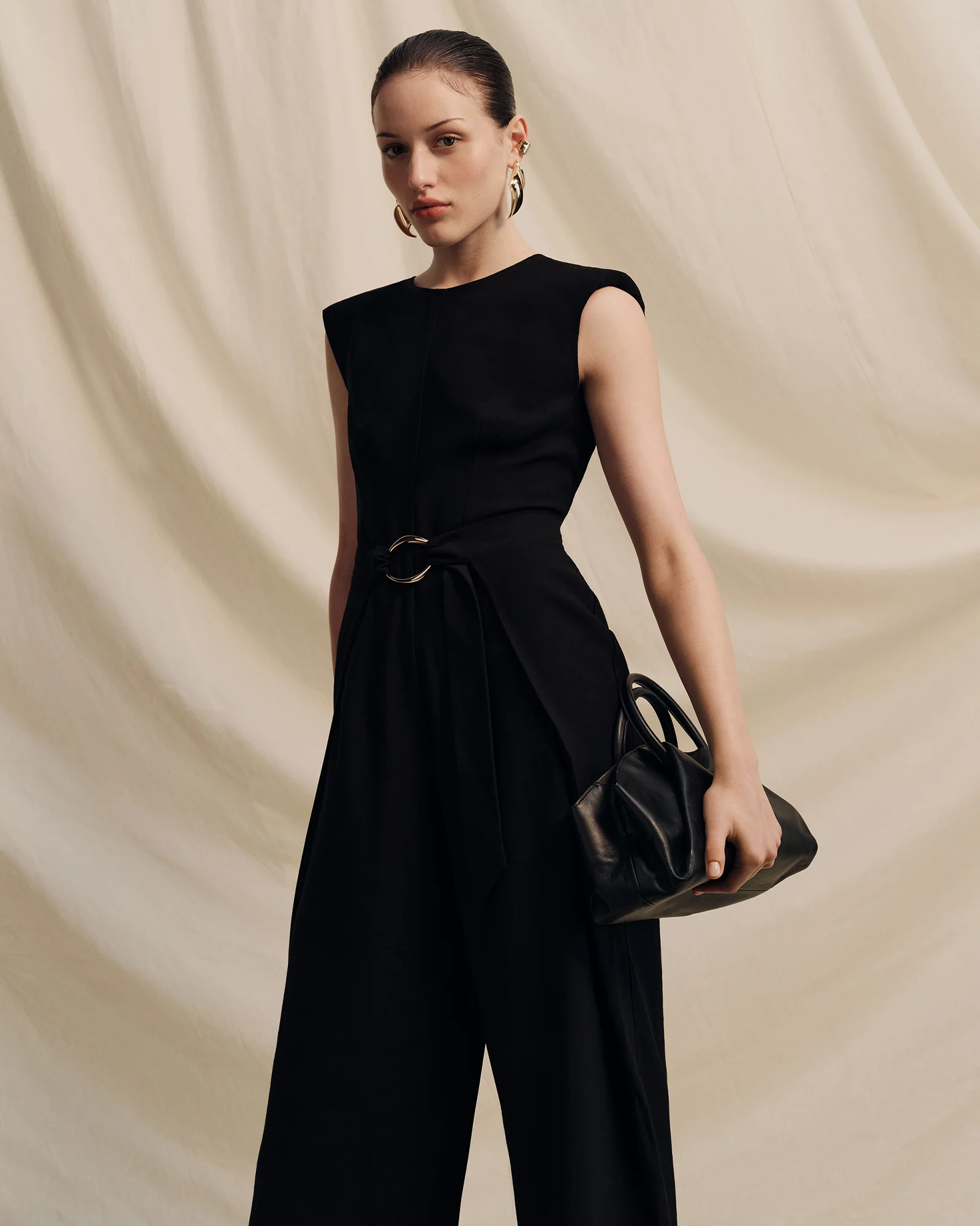 FLUID TWILL FOLDED SIDE JUMPSUIT - Image 7