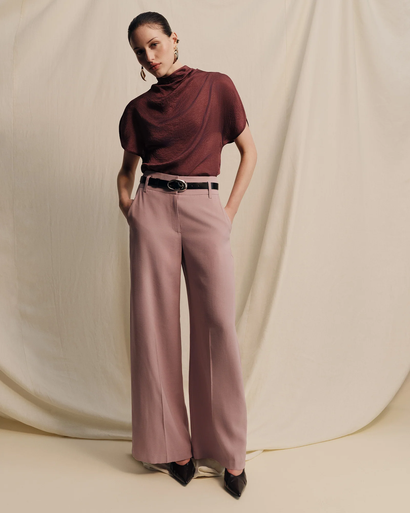 FLUID TWILL WIDE LEG PANT - Image 4