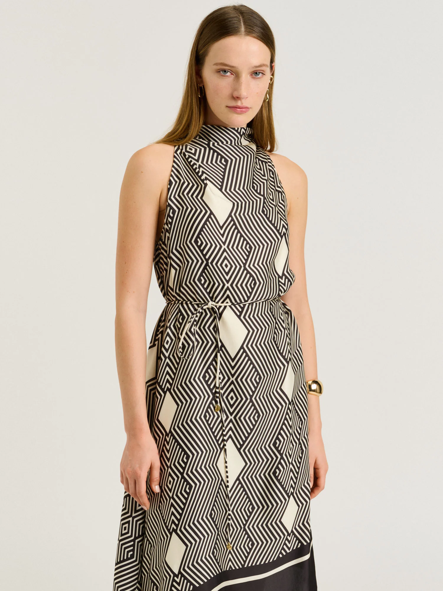 GEO TILE BORDER ASYMMETRIC DRESS - Image 2