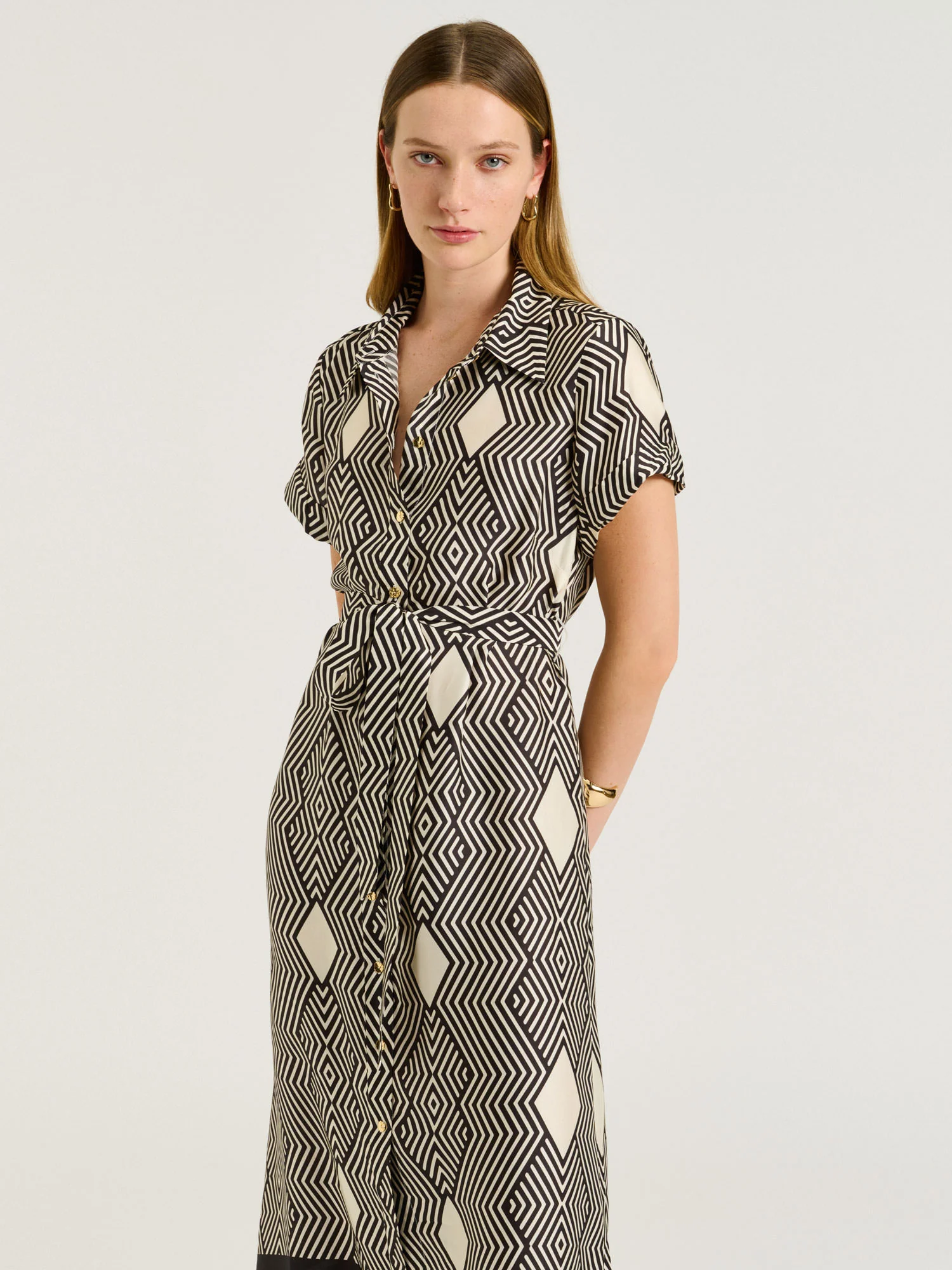 GEO TILE BORDER SHIRTDRESS - Image 2