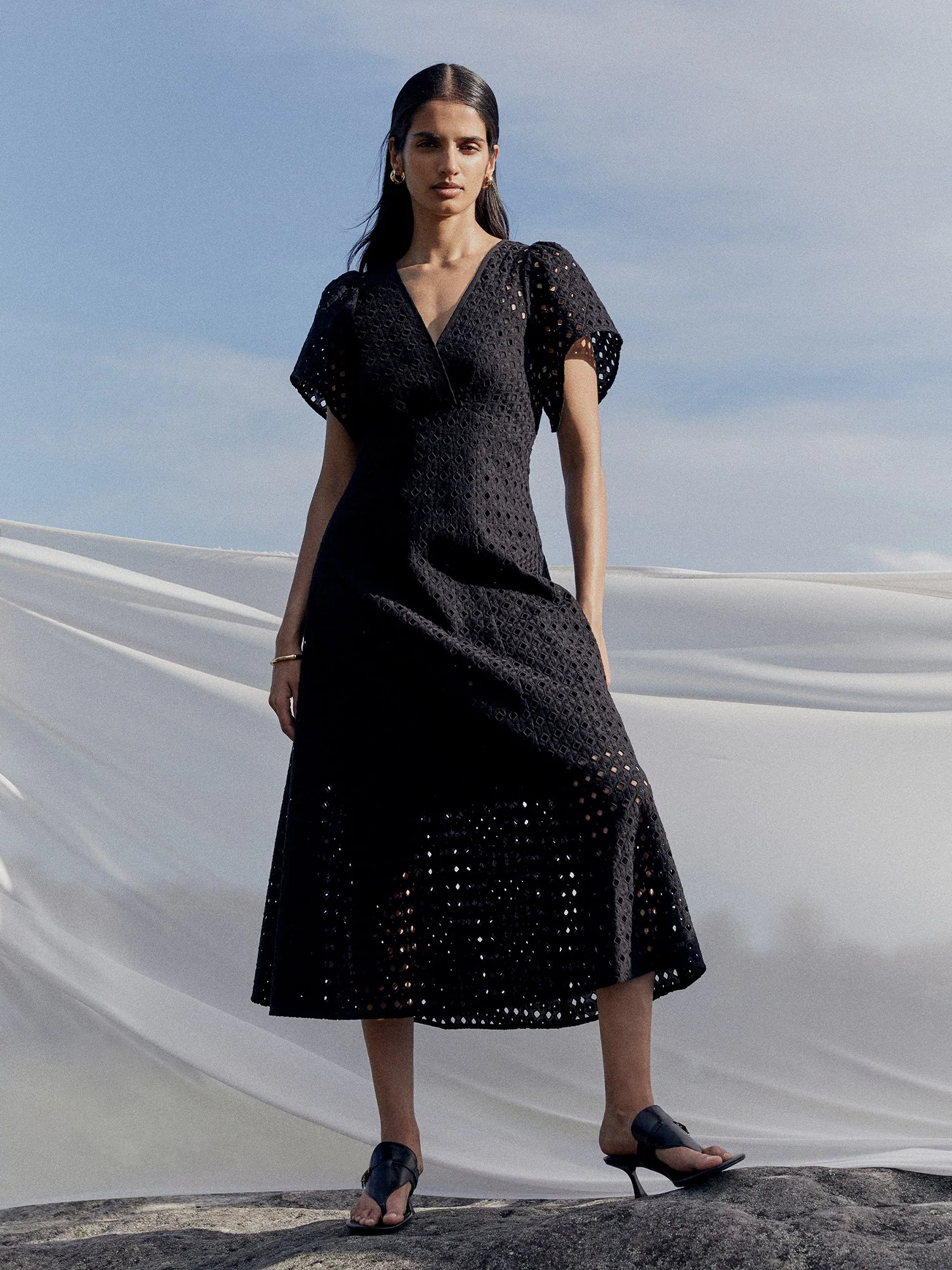 GEOMETRIC BRODERIE MIDI DRESS - Image 5