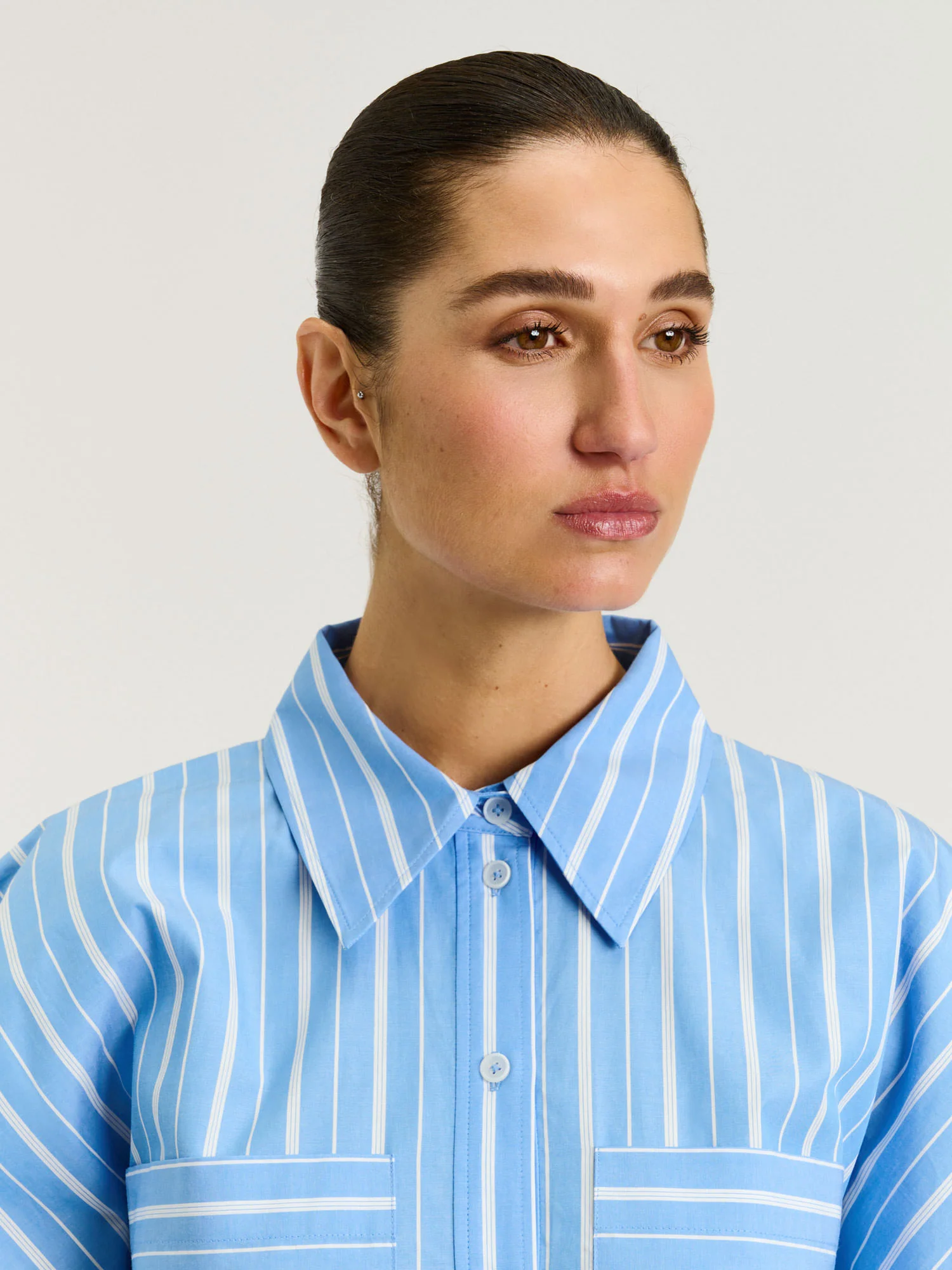 GOOD EARTH COTTON STRIPE TUNIC SHIRT - Image 3
