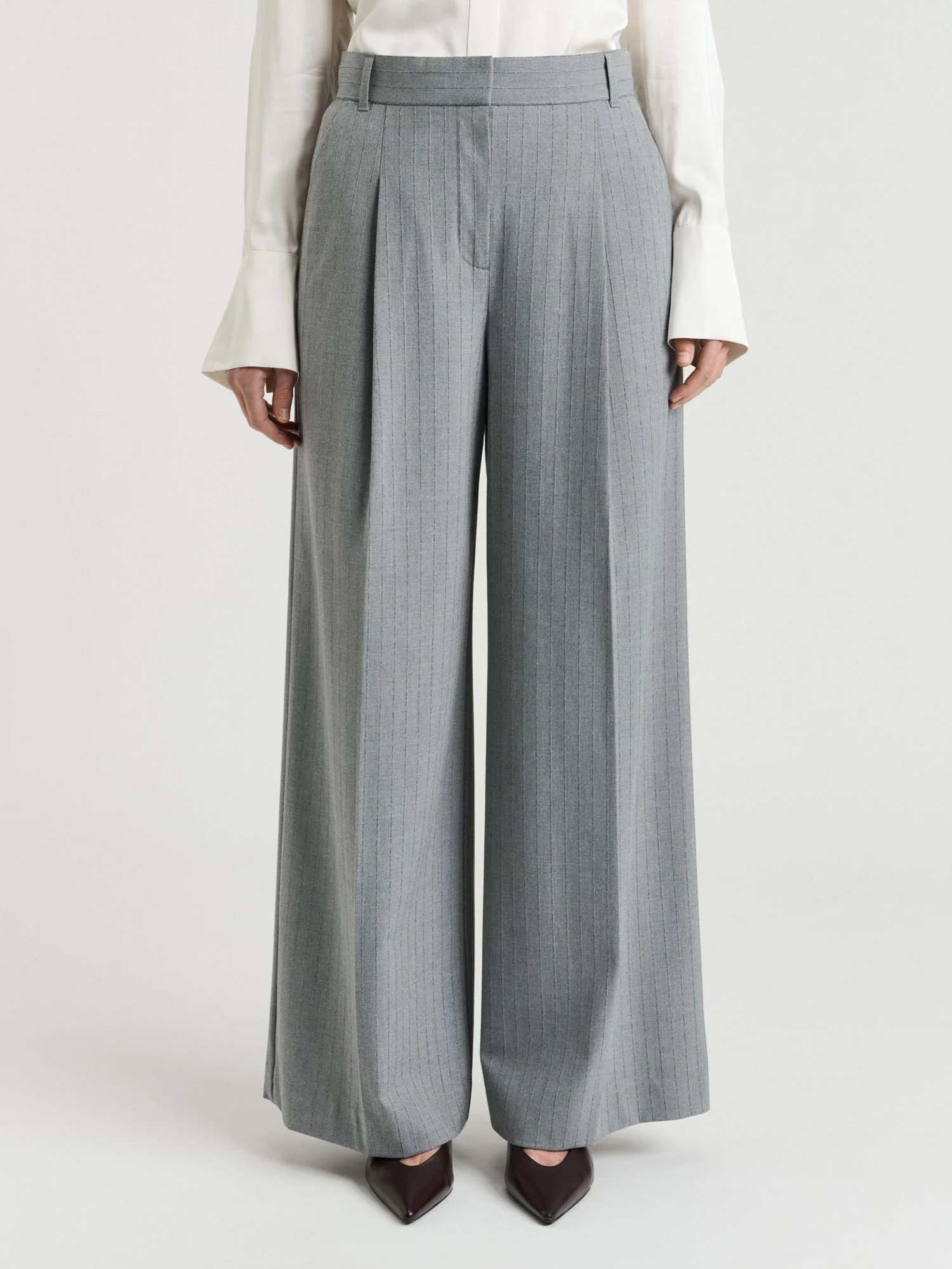 GREY PINSTRIPE STRAIGHT LEG PANT - Image 2