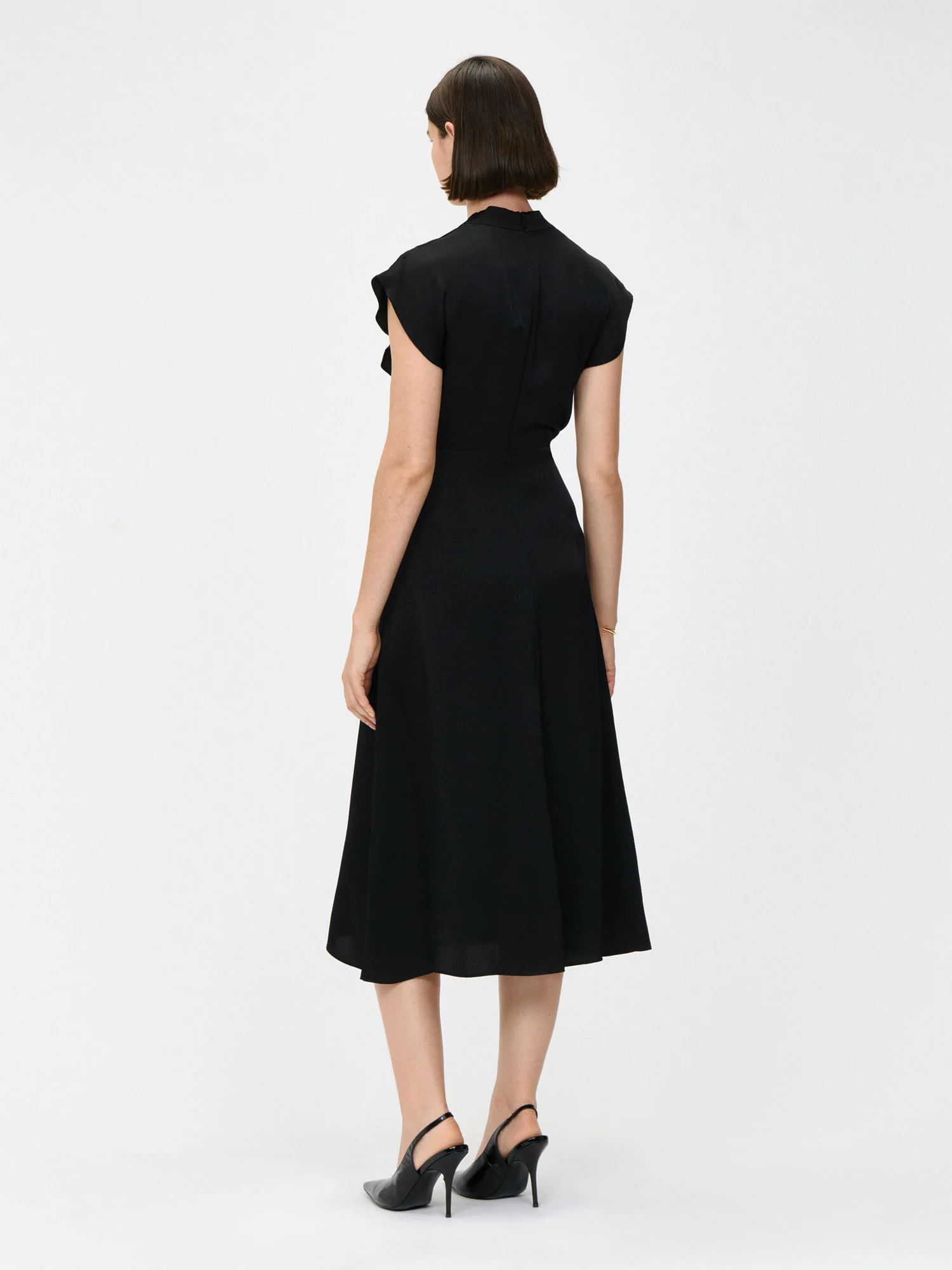 HAMMERED SATIN DRAPED NECK MIDI DRESS - Image 7