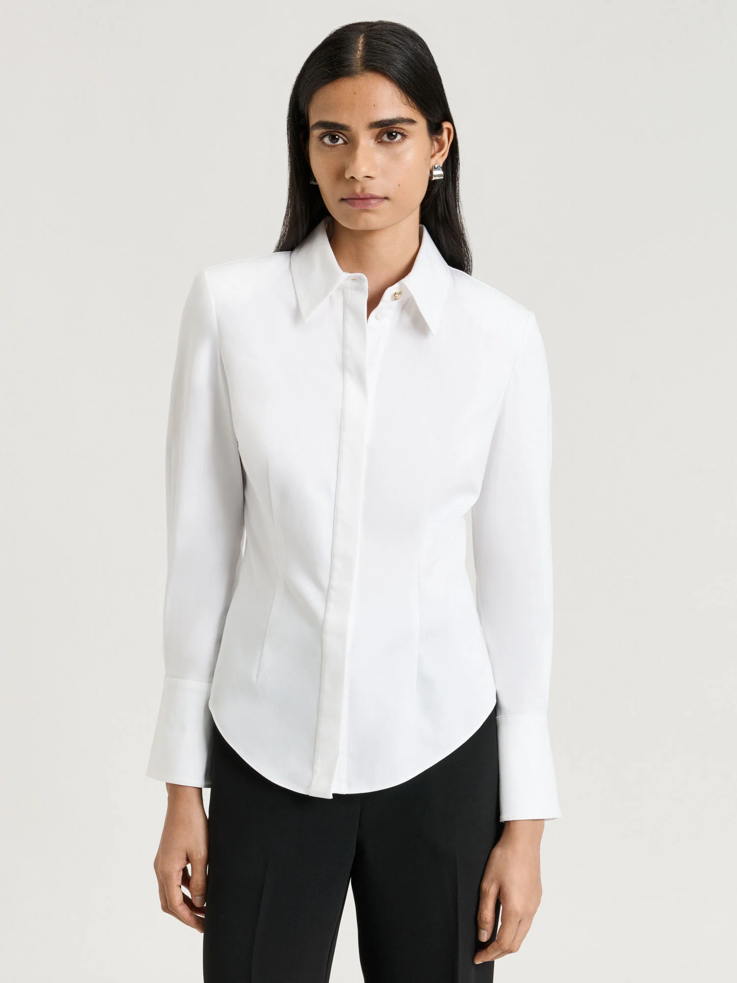 HEAVY COTTON SATEEN COLLARED SHIRT