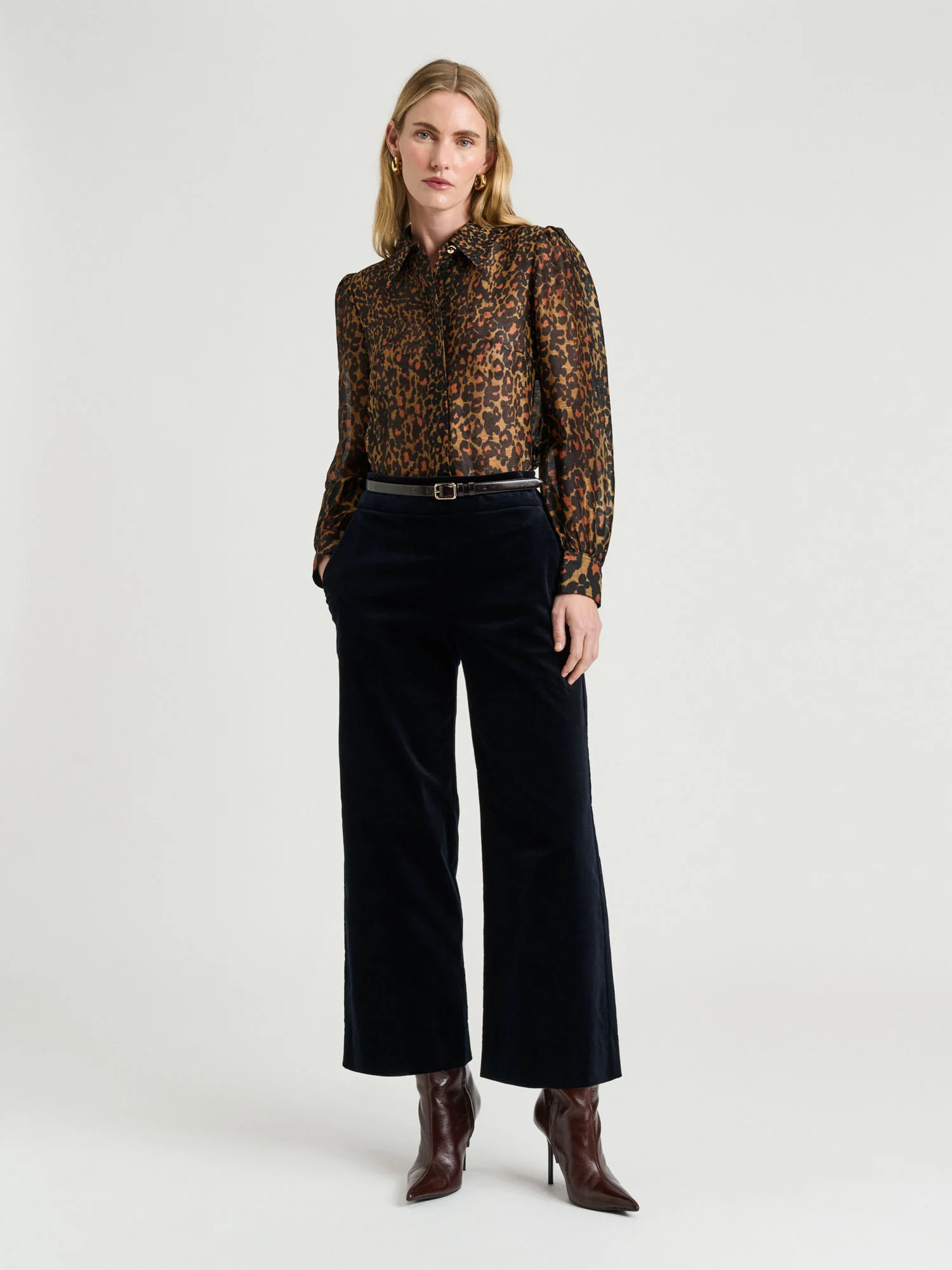 INK STRETCH VELVET FLARED PANT