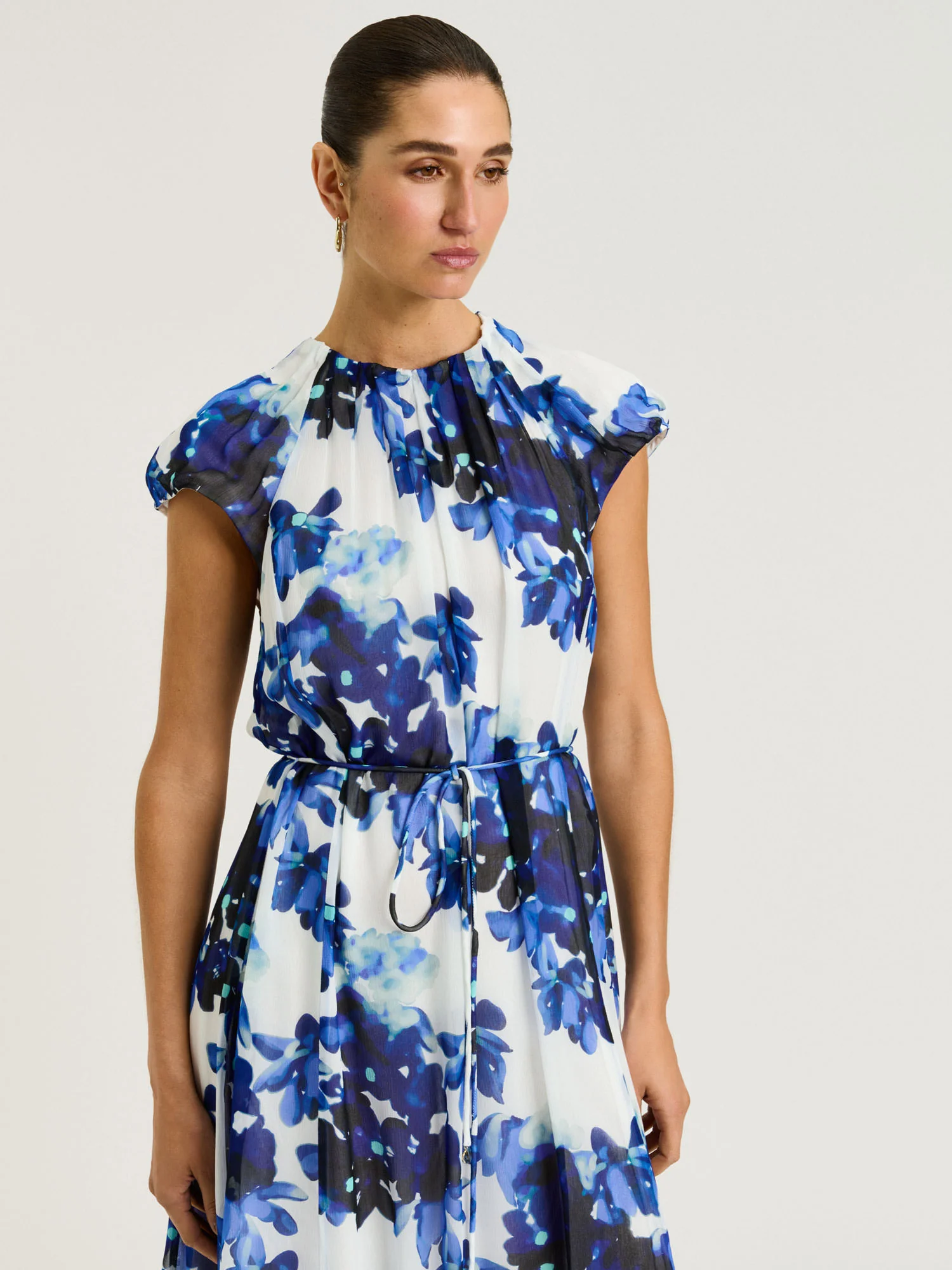 IVORY CLIMBING VINE BELTED MIDI DRESS - Image 2