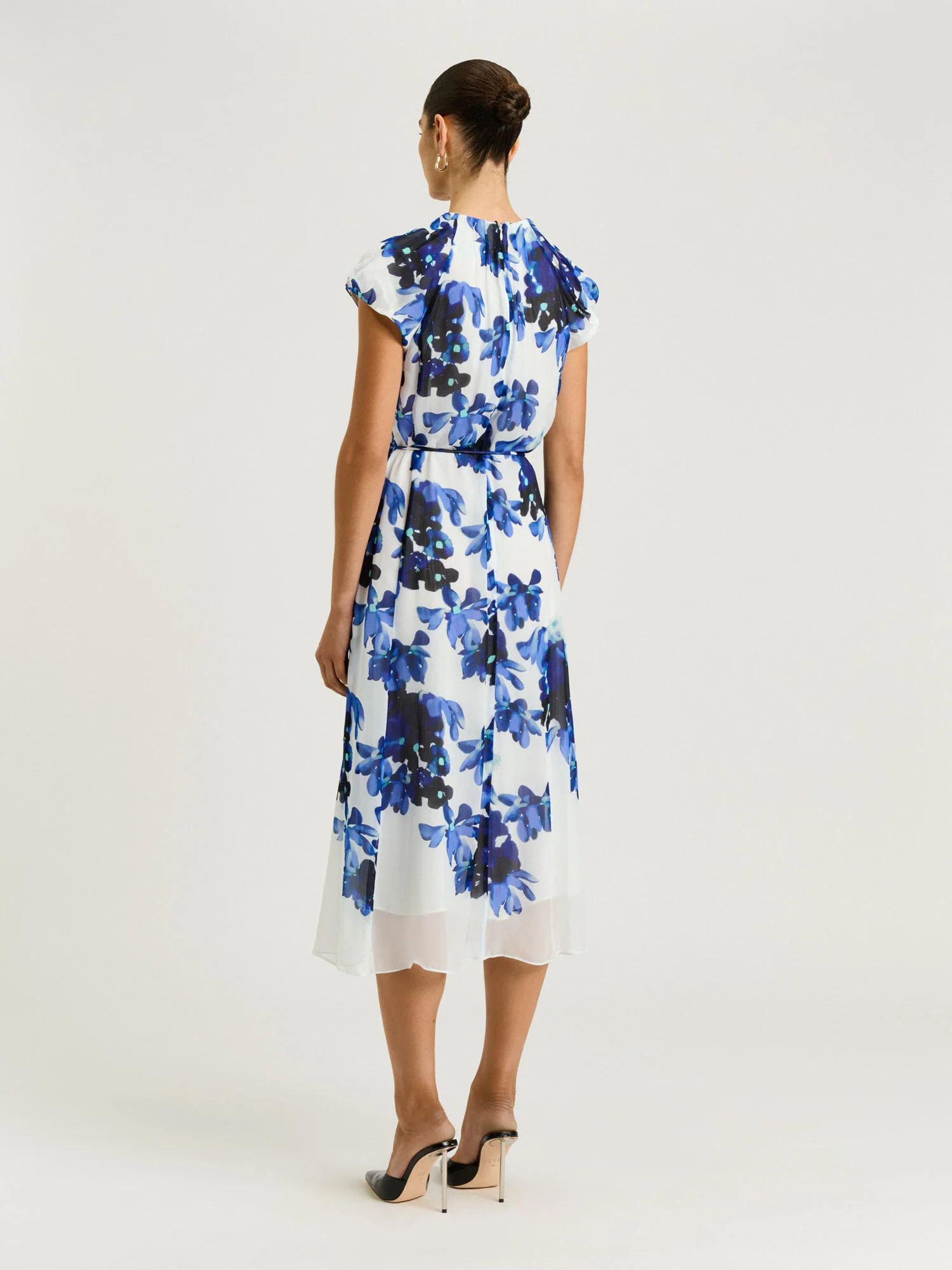 IVORY CLIMBING VINE BELTED MIDI DRESS - Image 4