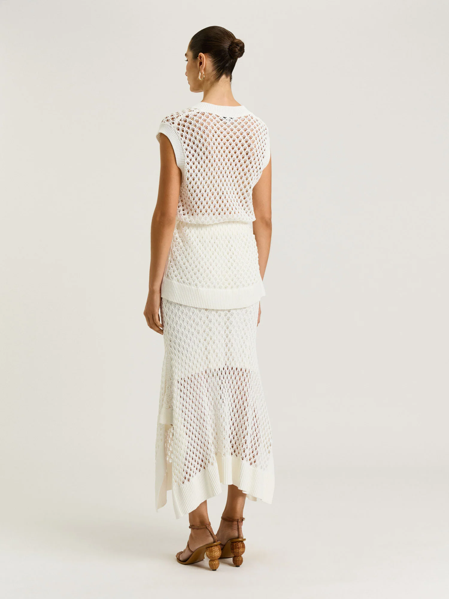 IVORY CROCHET KNIT MAXI SKIRT - Image 6