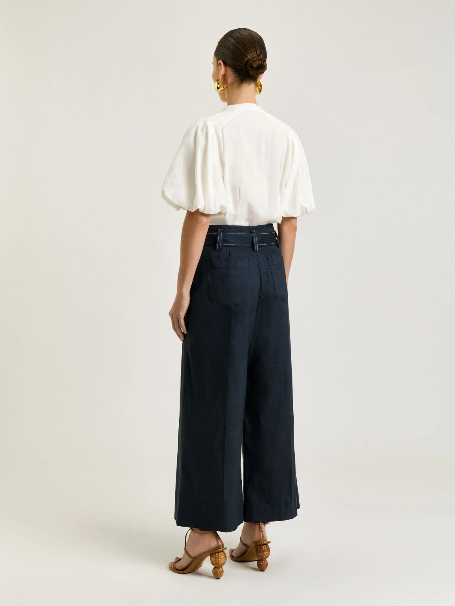 IVORY DRAPEY MODAL BLEND BLOUSON SLEEVE SHIRT - Image 4