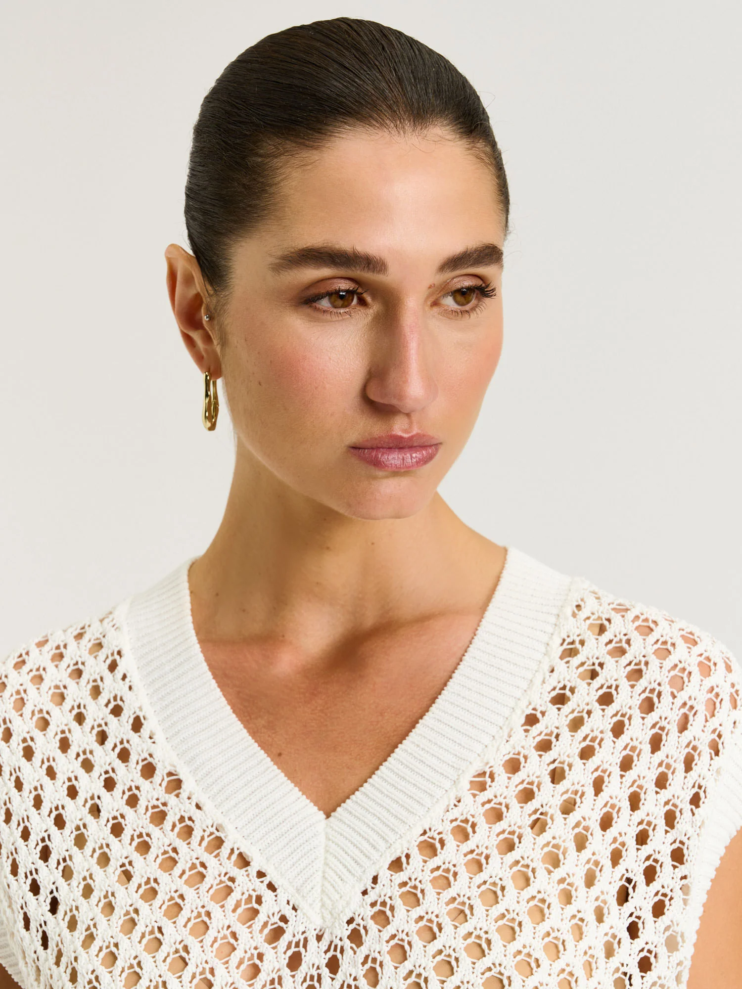 IVORY OVERSIZED CROCHET KNIT TUNIC - Image 3