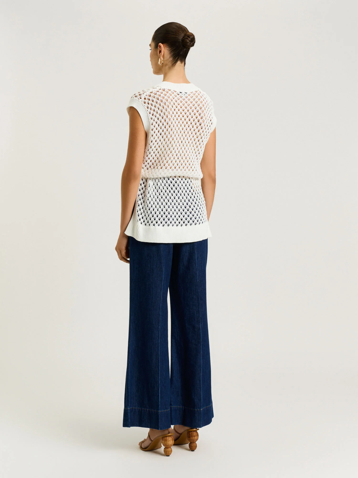 IVORY OVERSIZED CROCHET KNIT TUNIC - Image 6