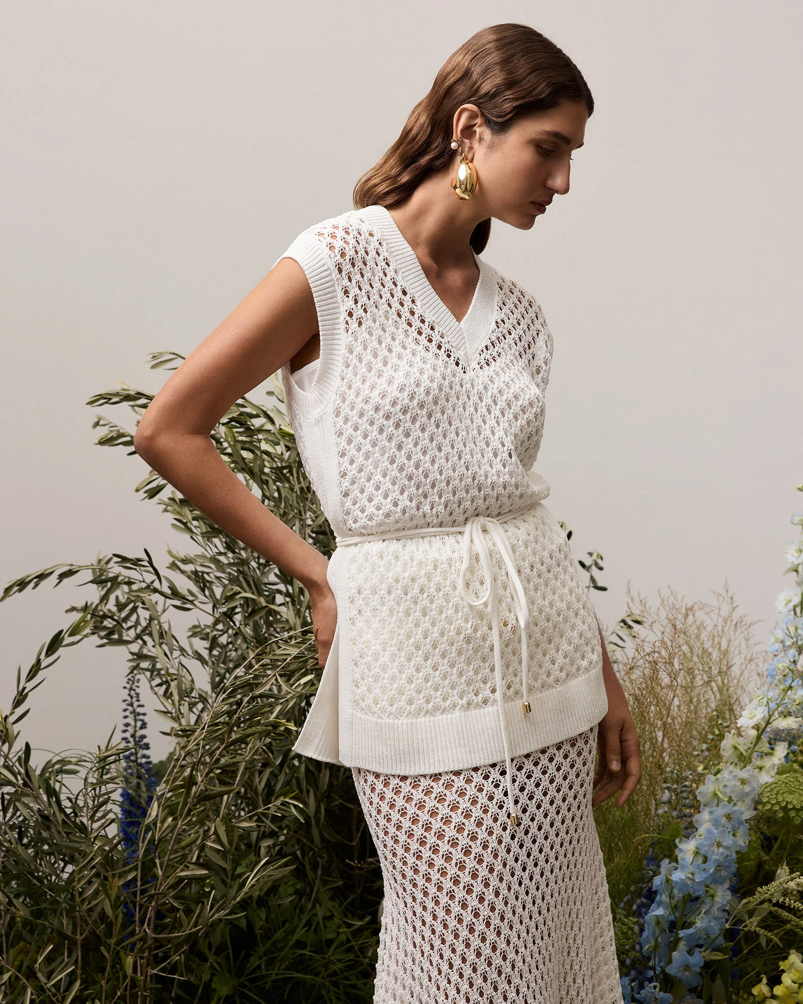 IVORY OVERSIZED CROCHET KNIT TUNIC - Image 7