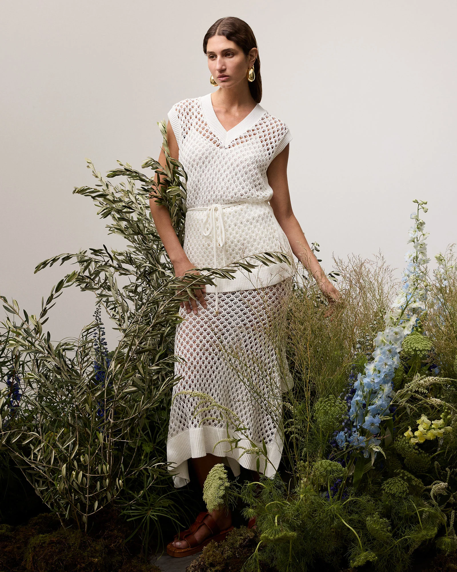 IVORY OVERSIZED CROCHET KNIT TUNIC - Image 8