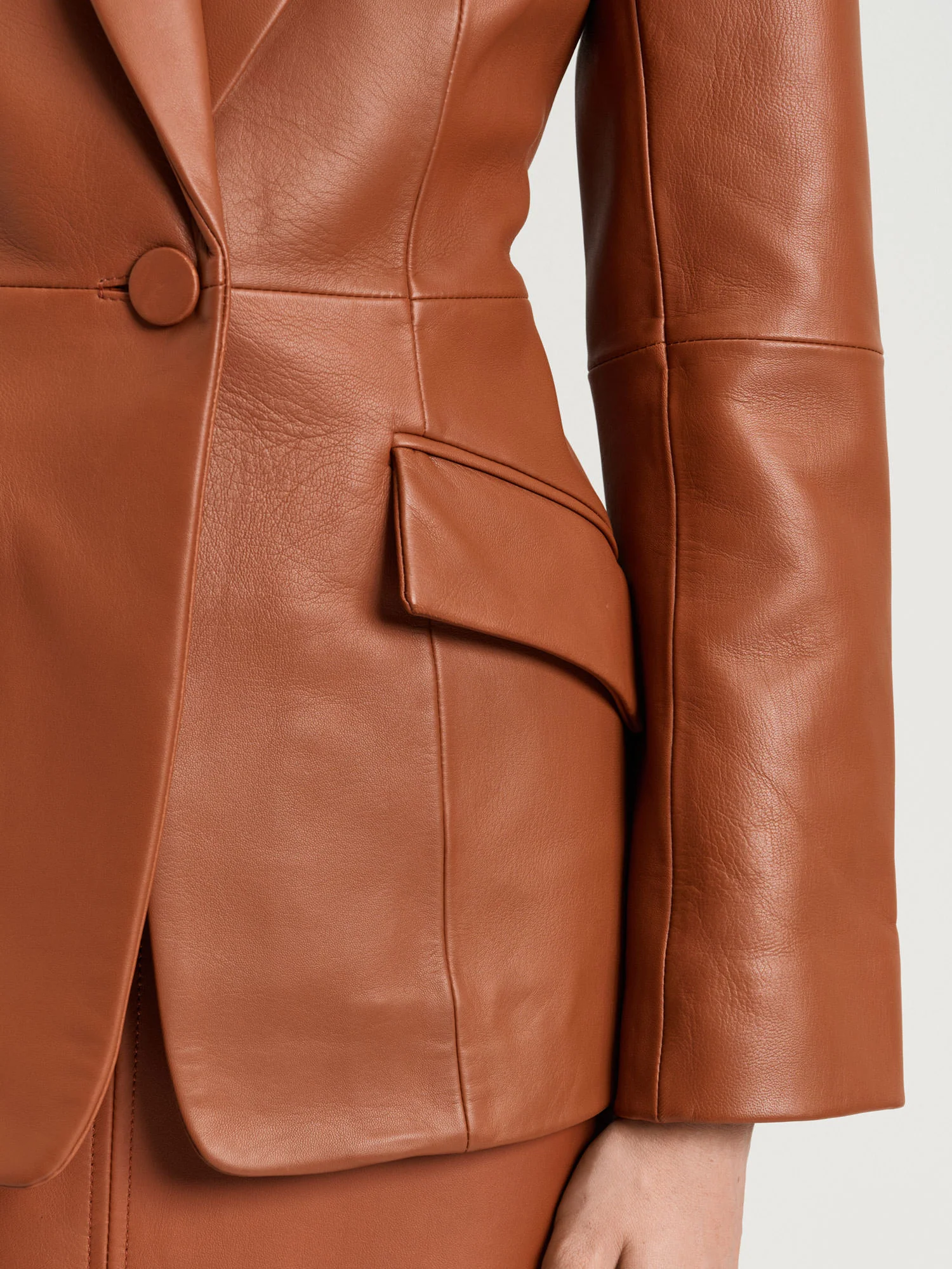 LEATHER FITTED BLAZER - Image 3