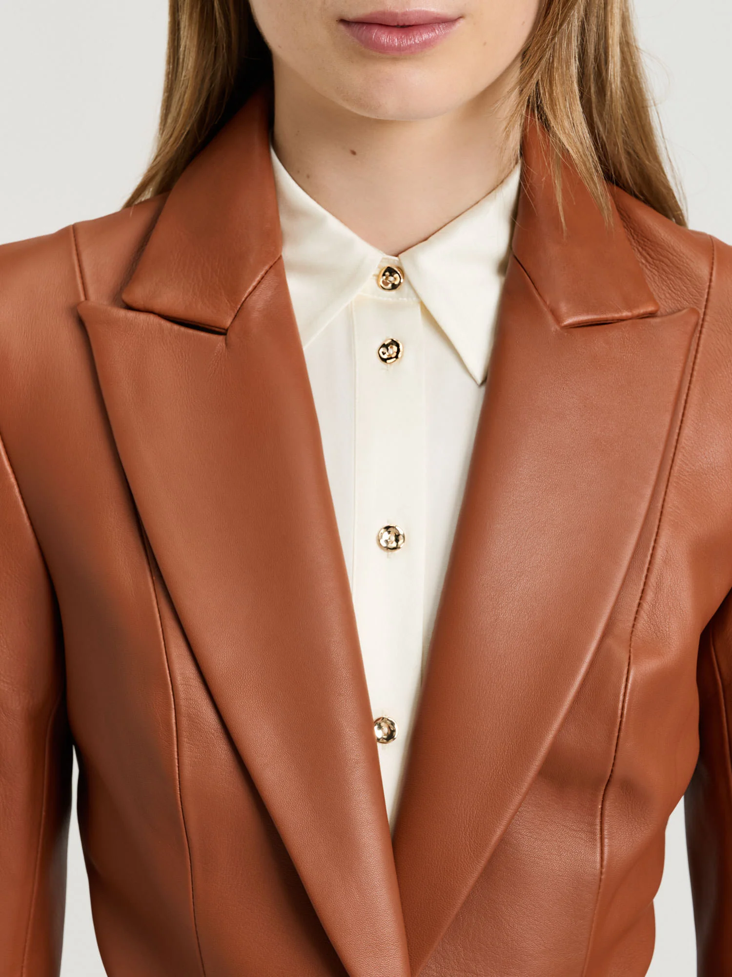 LEATHER FITTED BLAZER - Image 4