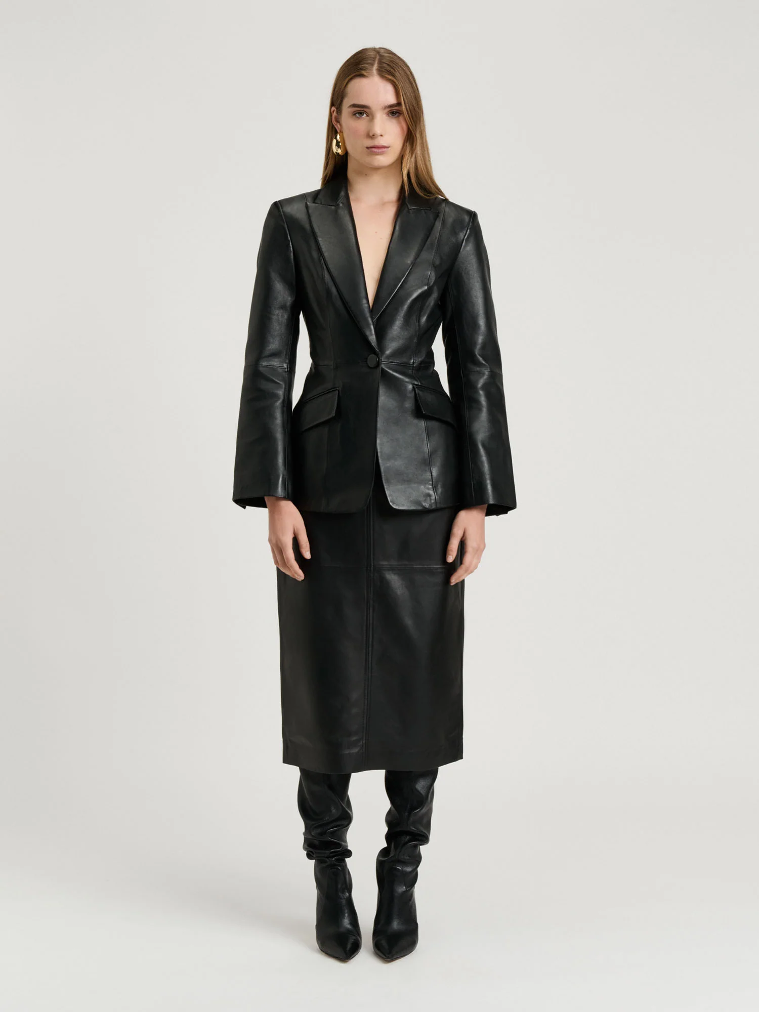 LEATHER FITTED BLAZER - Image 7