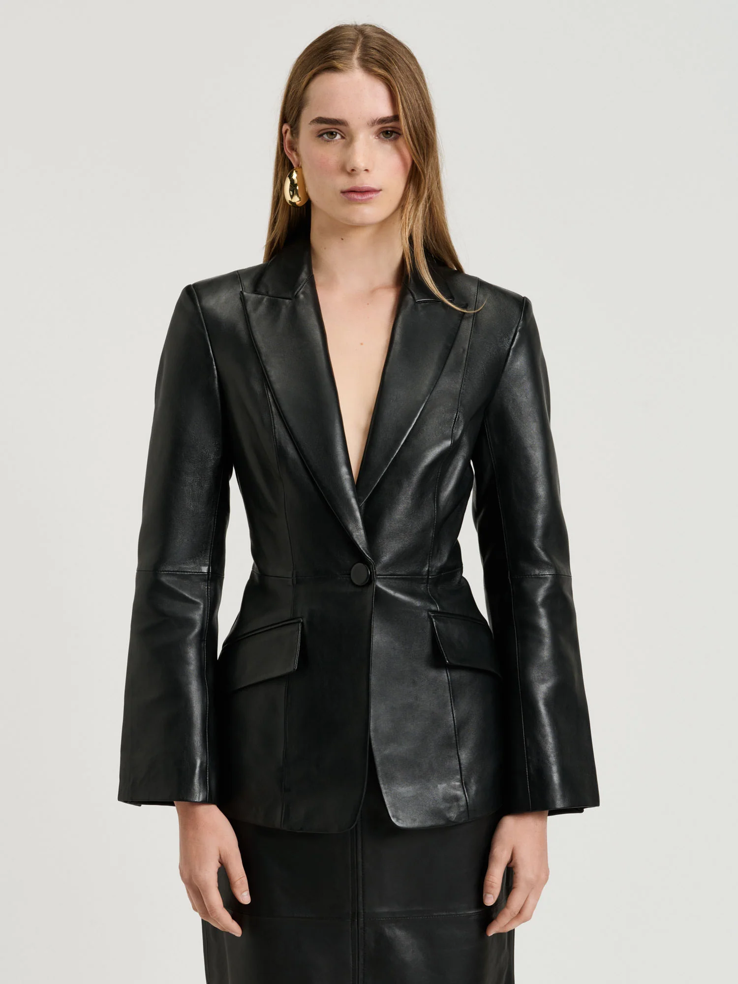 LEATHER FITTED BLAZER - Image 8