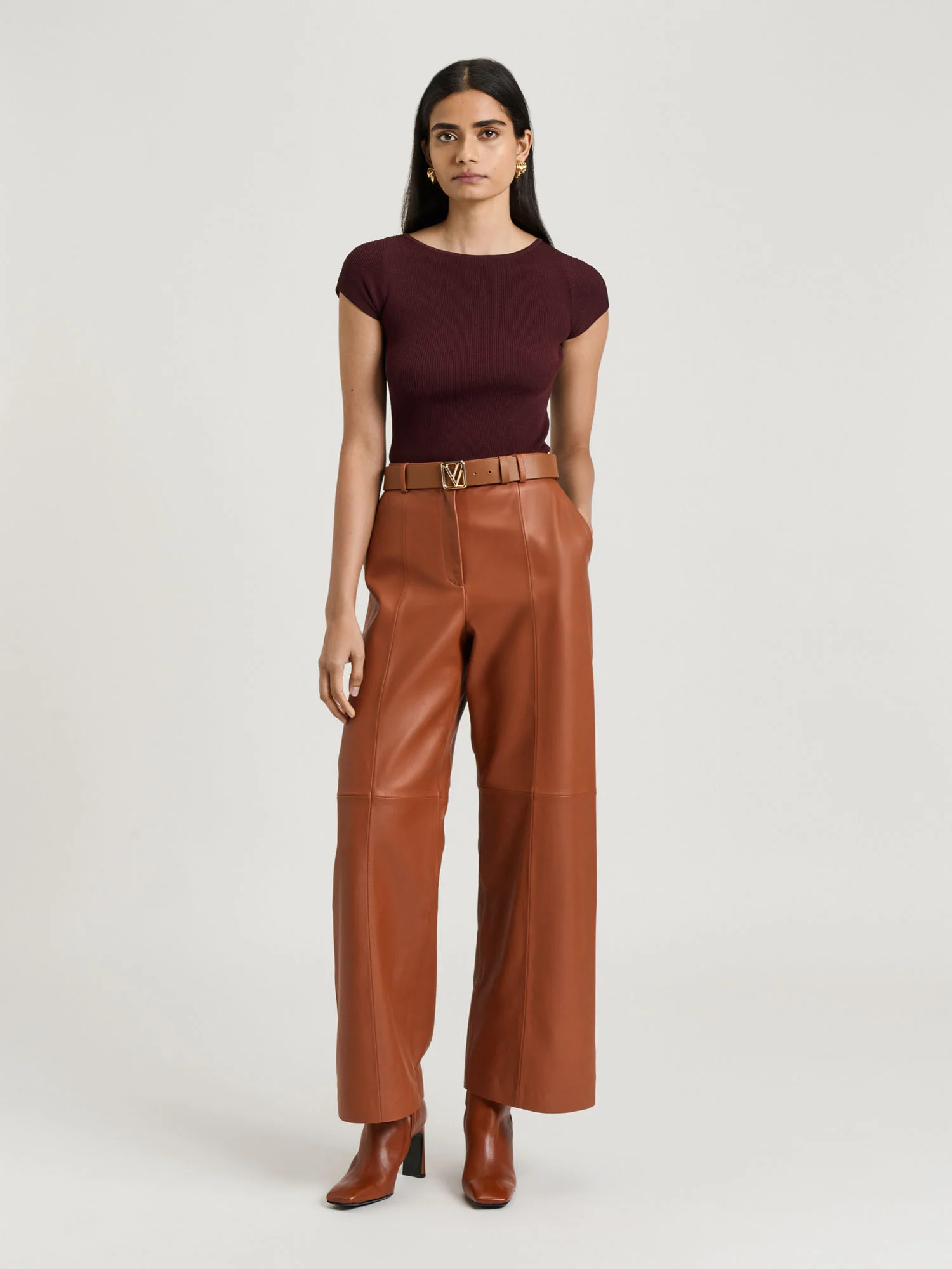 LEATHER STRAIGHT LEG PANT