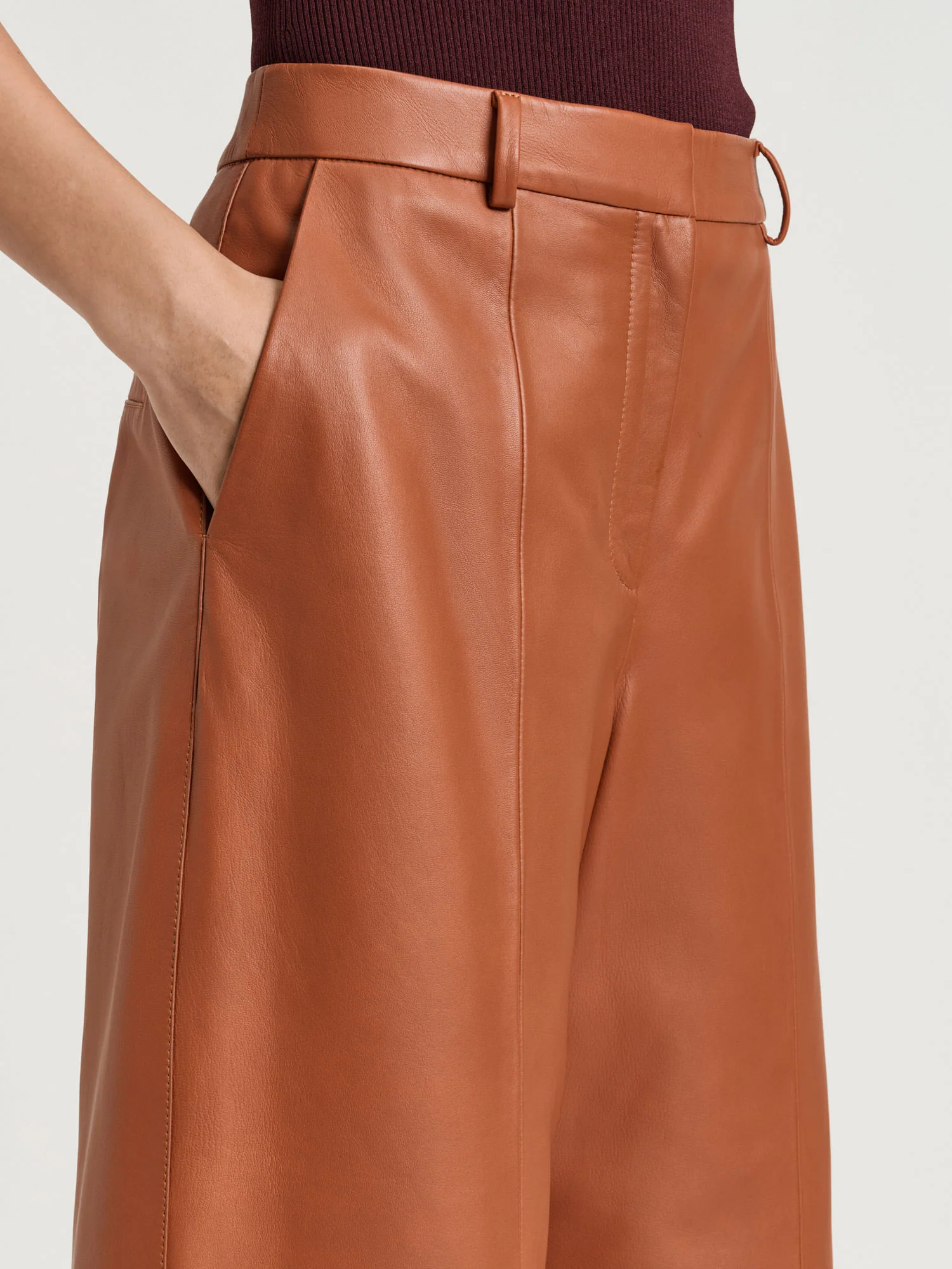 LEATHER STRAIGHT LEG PANT - Image 3