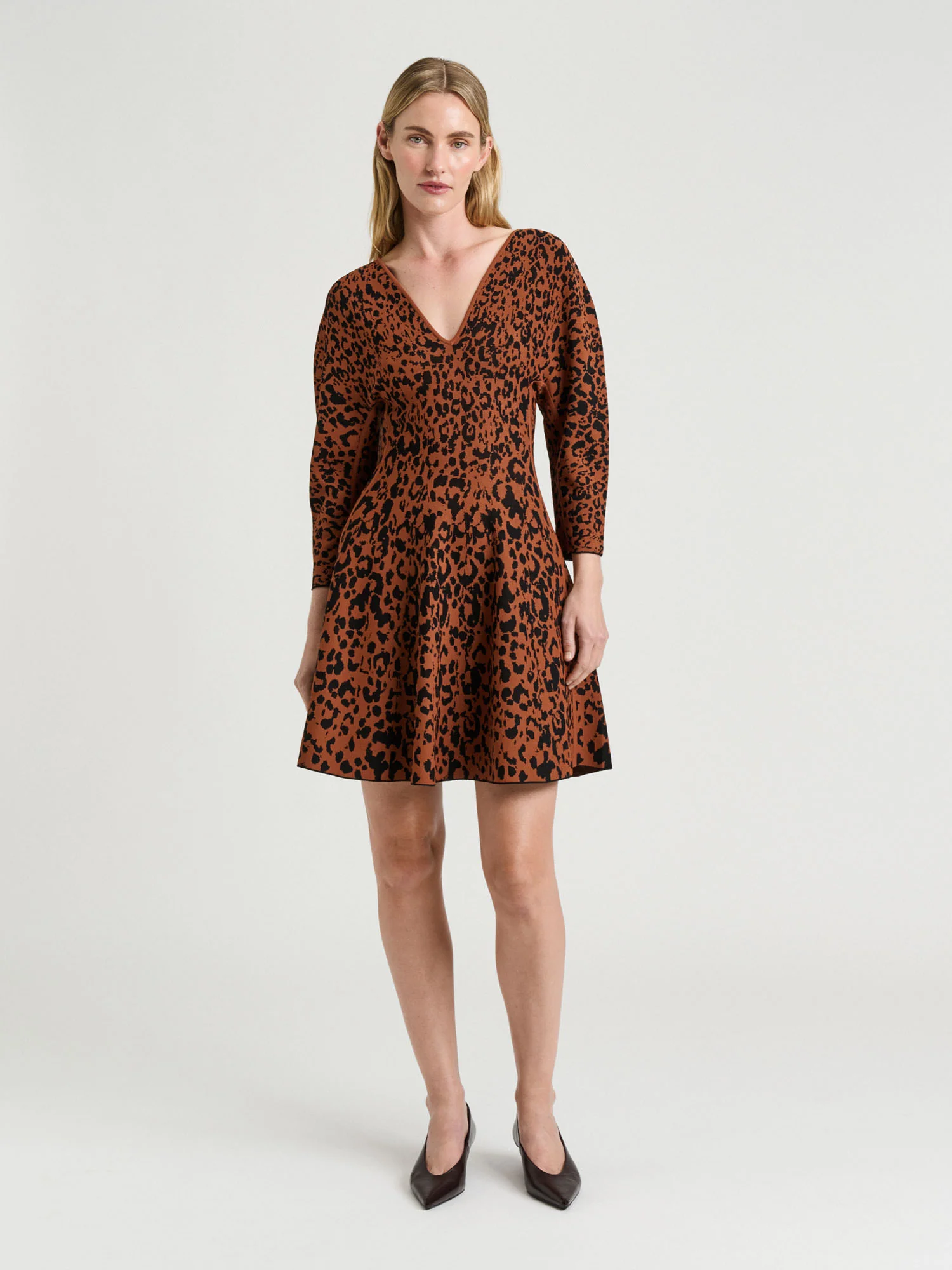 LEOPARD JACQUARD KNIT MINI DRESS