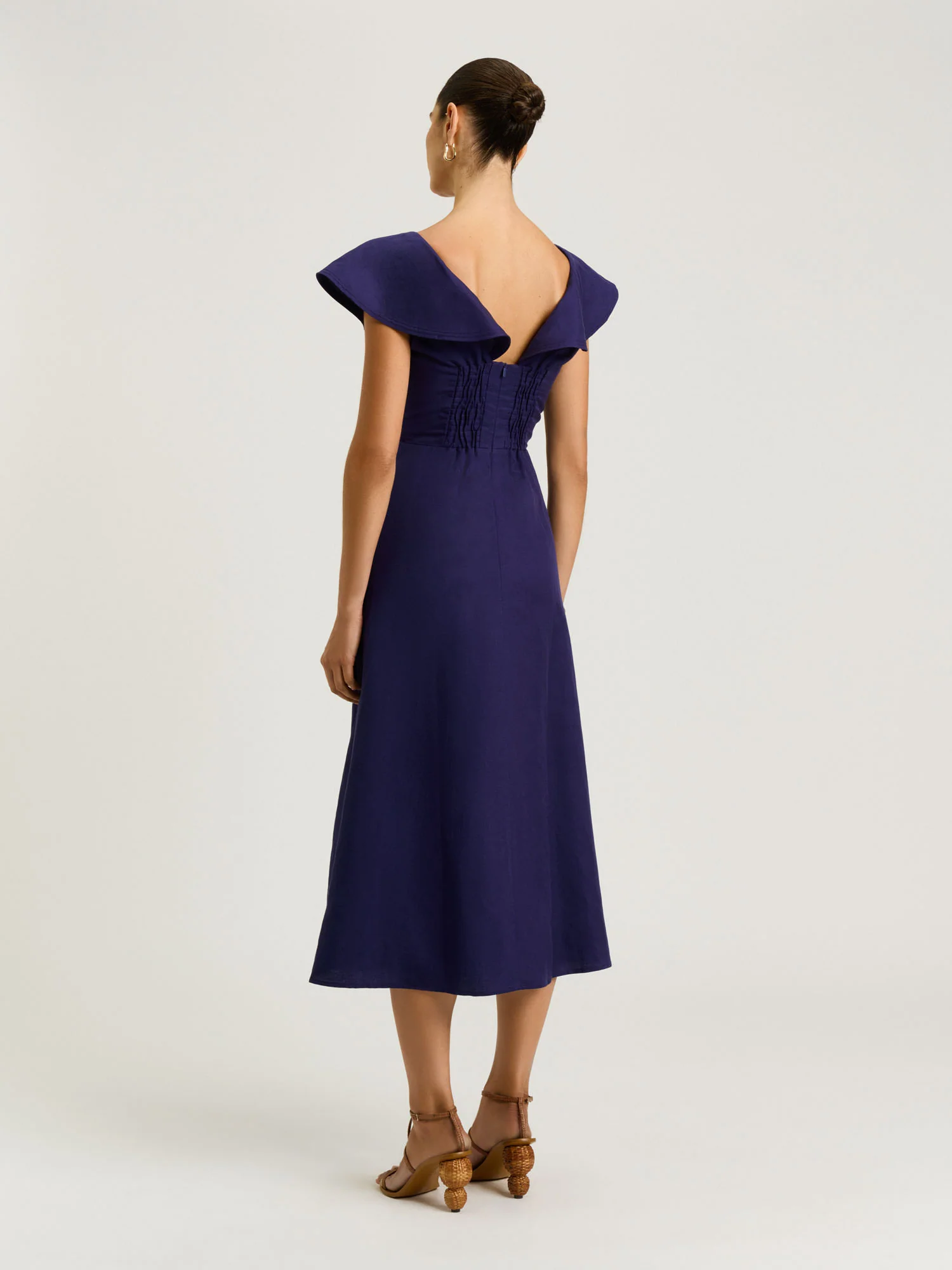 LINEN LYOCELL RUFFLE NECK DRESS - Image 6