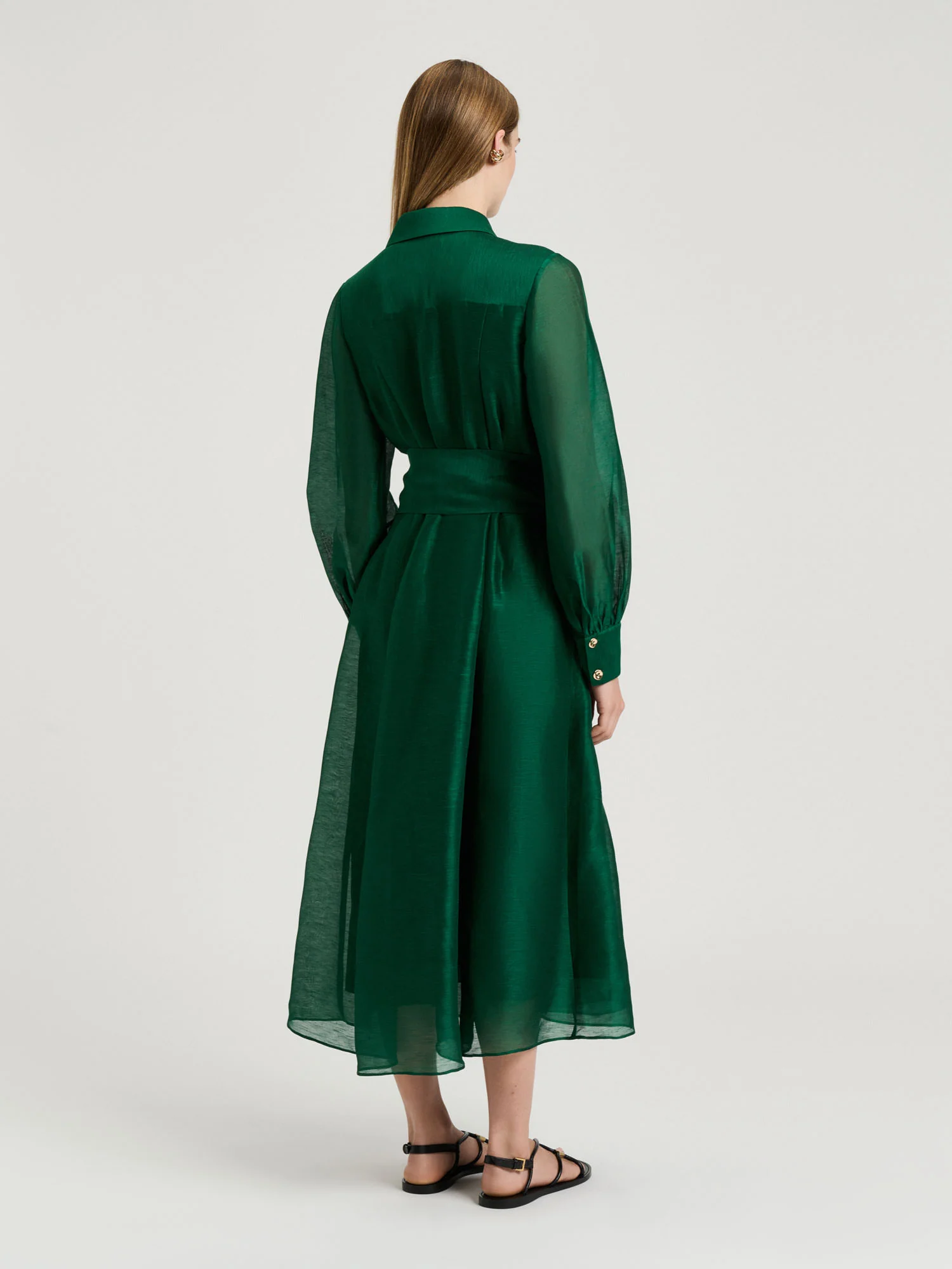 LINEN SILK MIDI SHIRTDRESS - Image 5