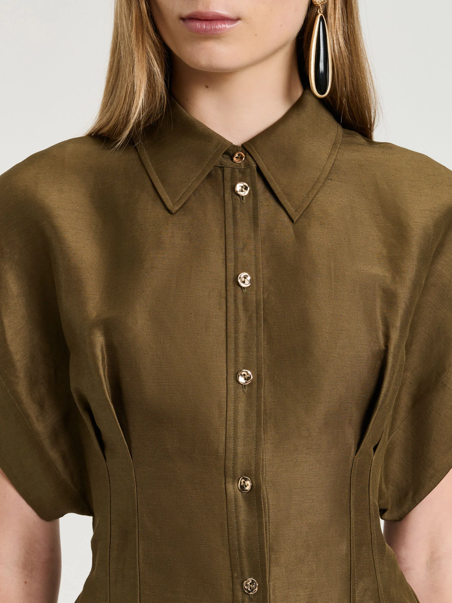 LINEN VISCOSE BLEND HOURGLASS SHIRT - Image 3