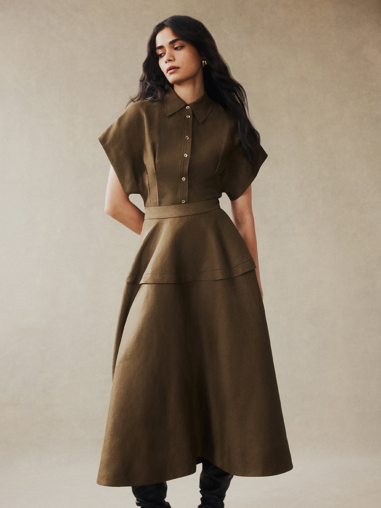LINEN VISCOSE BLEND FULL SKIRT - Image 6