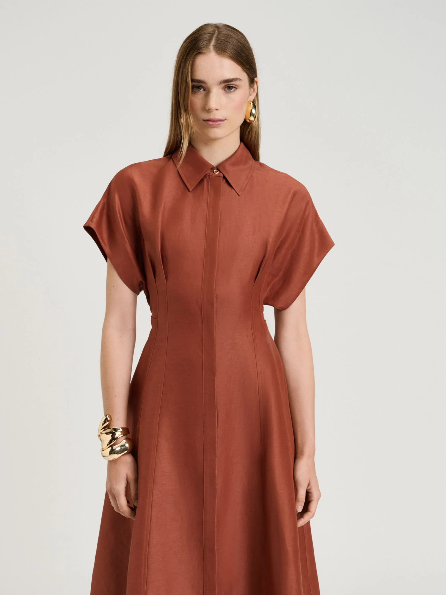 LINEN VISCOSE BLEND HOURGLASS SHIRTDRESS - Image 2