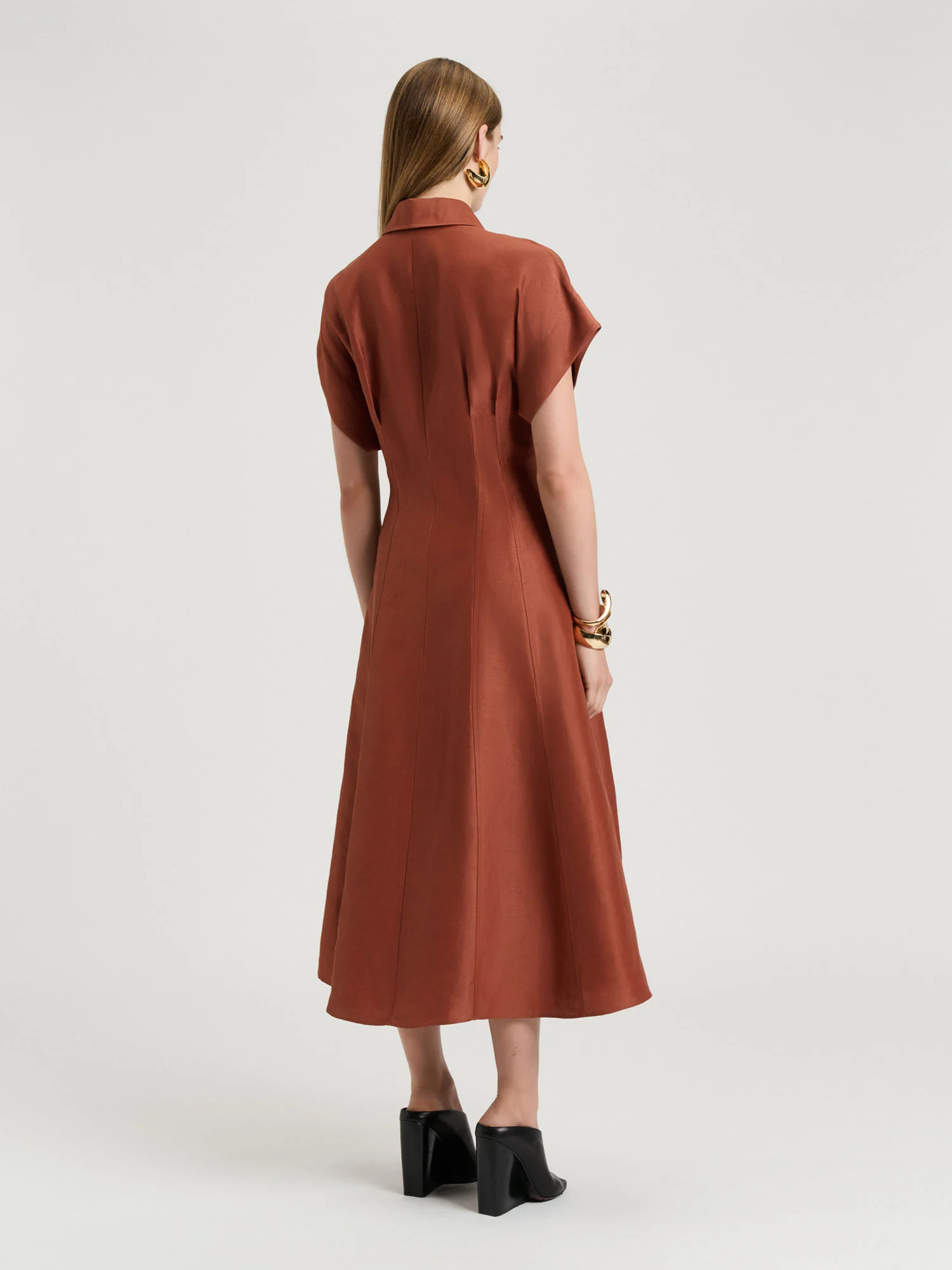 LINEN VISCOSE BLEND HOURGLASS SHIRTDRESS - Image 4