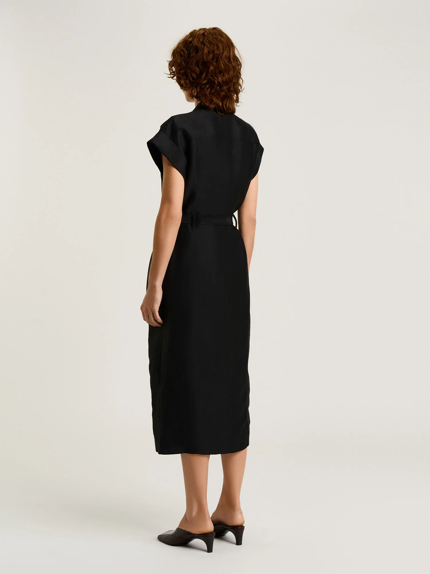 LINEN VISCOSE BLEND UTILITY MIDI DRESS - Image 8