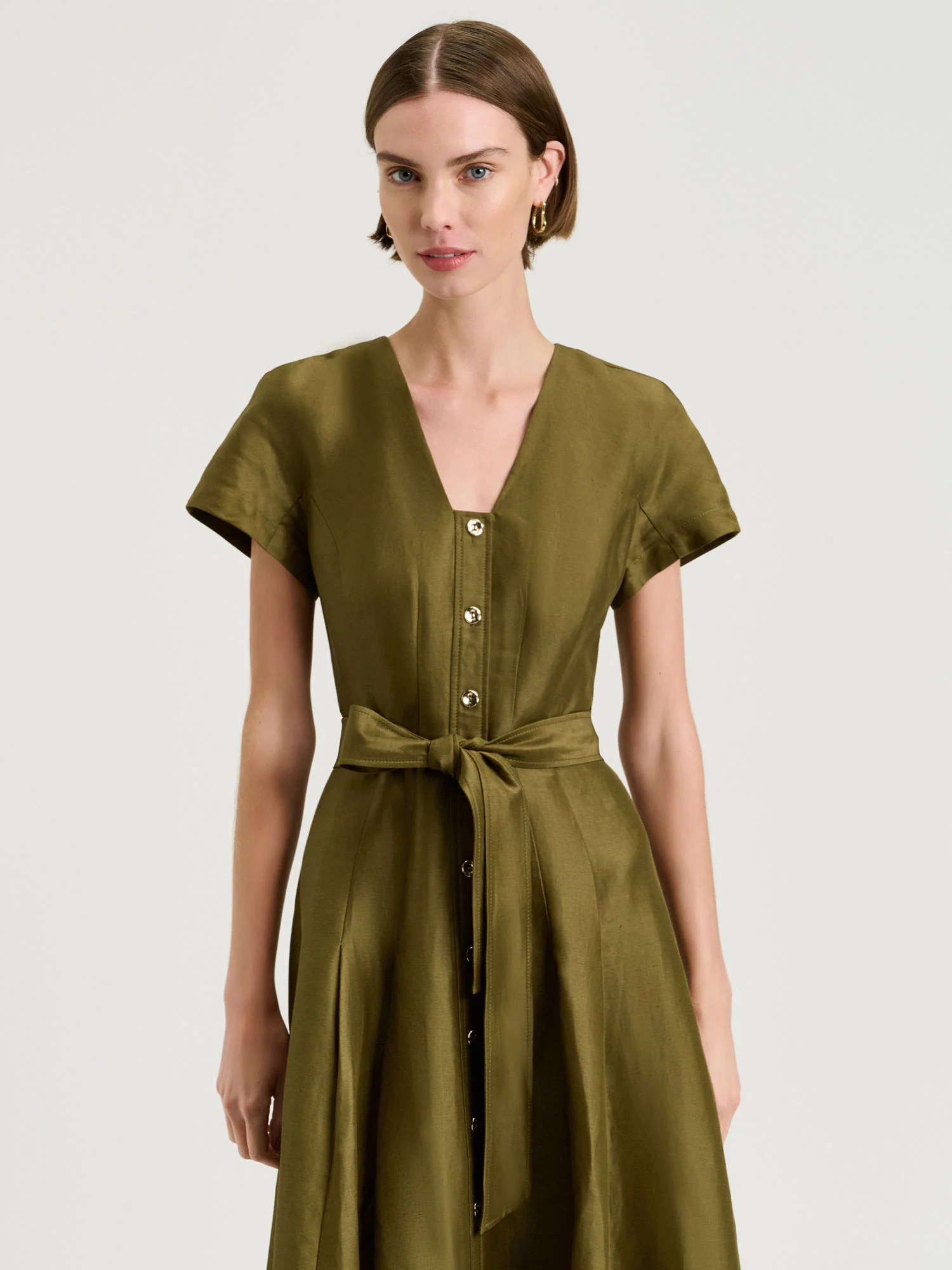 LINEN VISCOSE BUTTON FRONT DRESS - Image 2