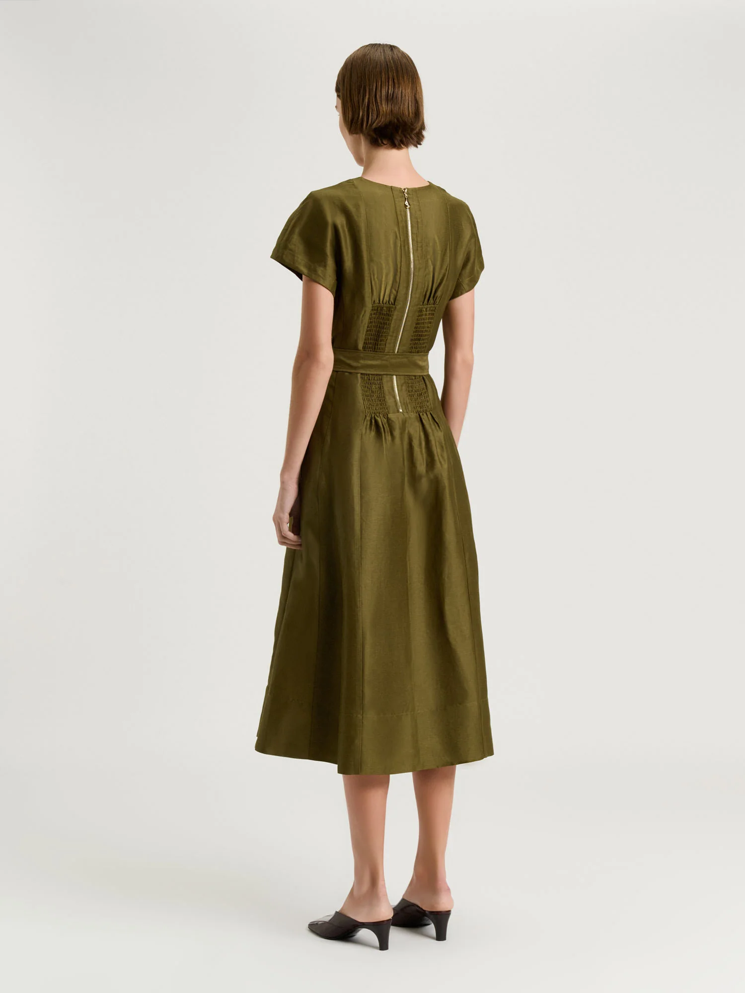 LINEN VISCOSE BUTTON FRONT DRESS - Image 5