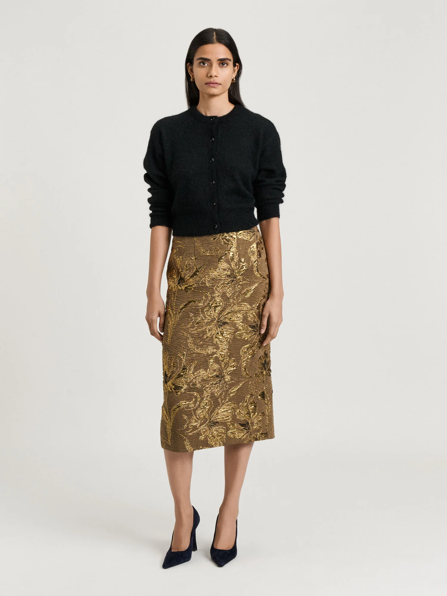 LUREX JACQUARD PENCIL SKIRT