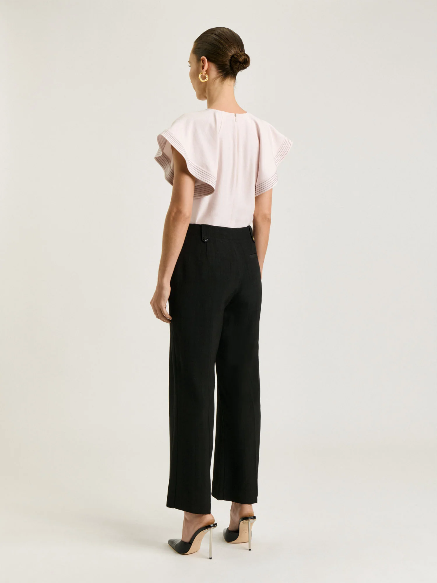 LUSTRED WEAVE CROPPED FLARED PANT - Image 3