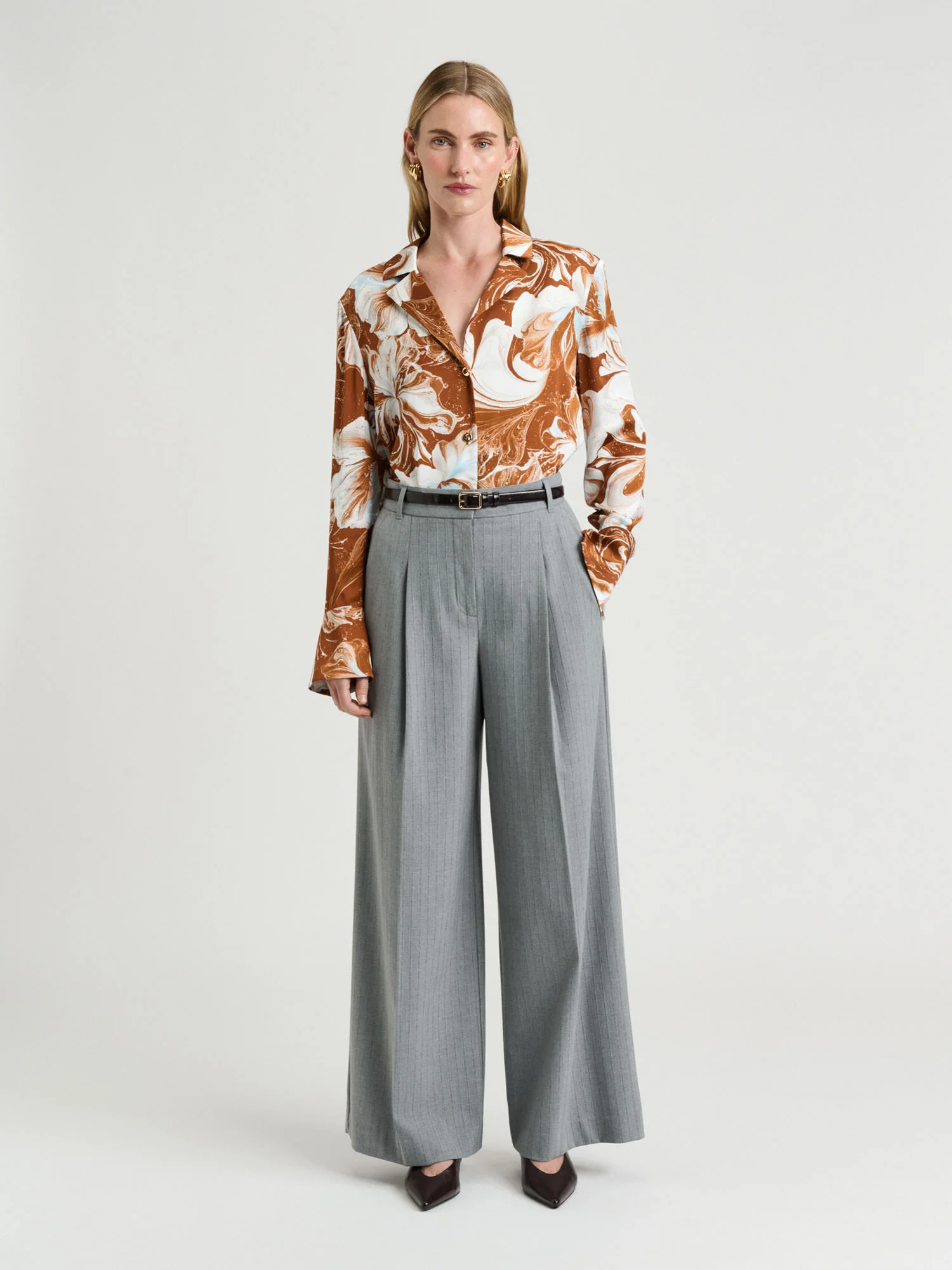 MARBLE FLORAL SATIN SHIRT