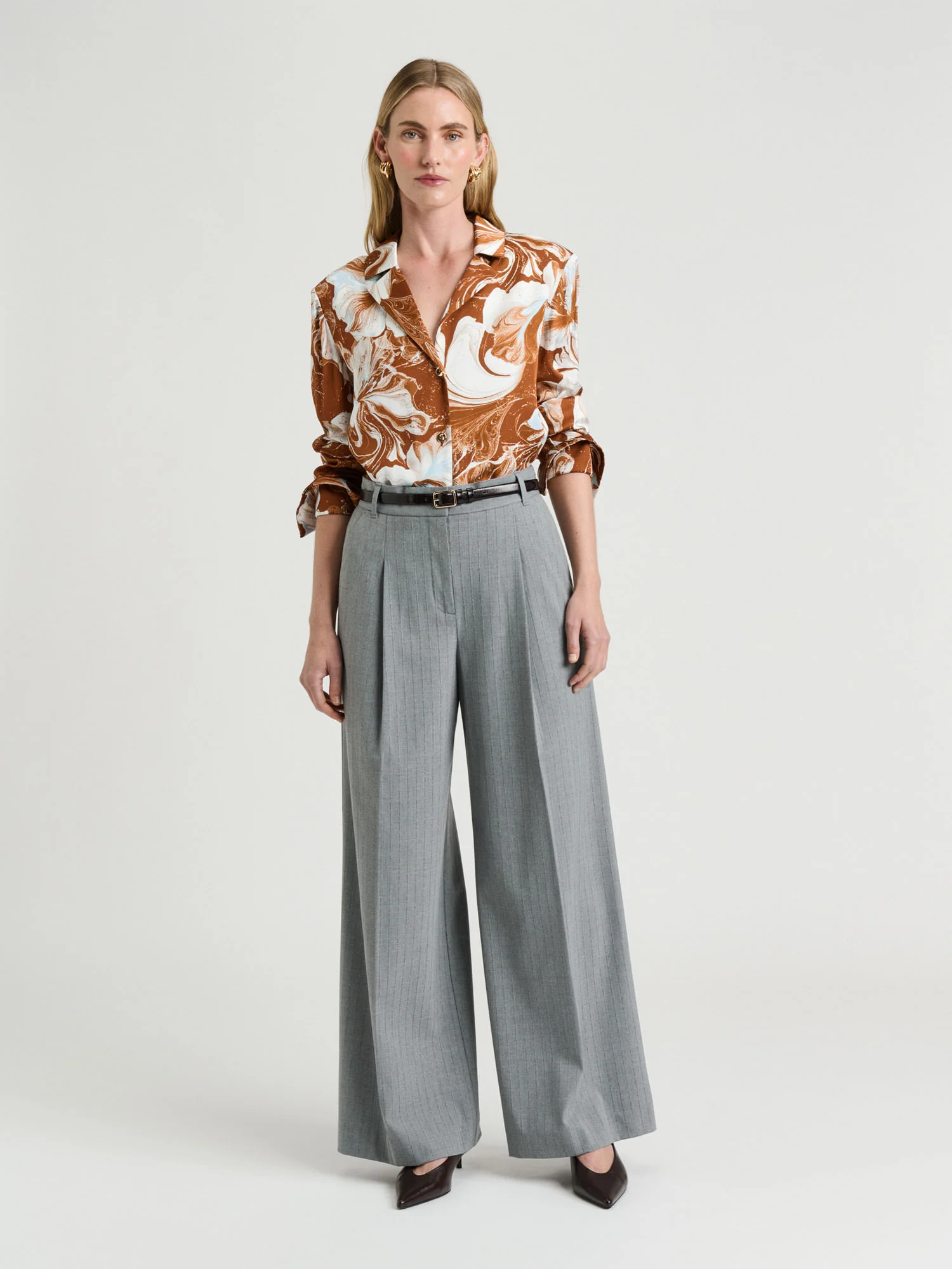 MARBLE FLORAL SATIN SHIRT - Image 3